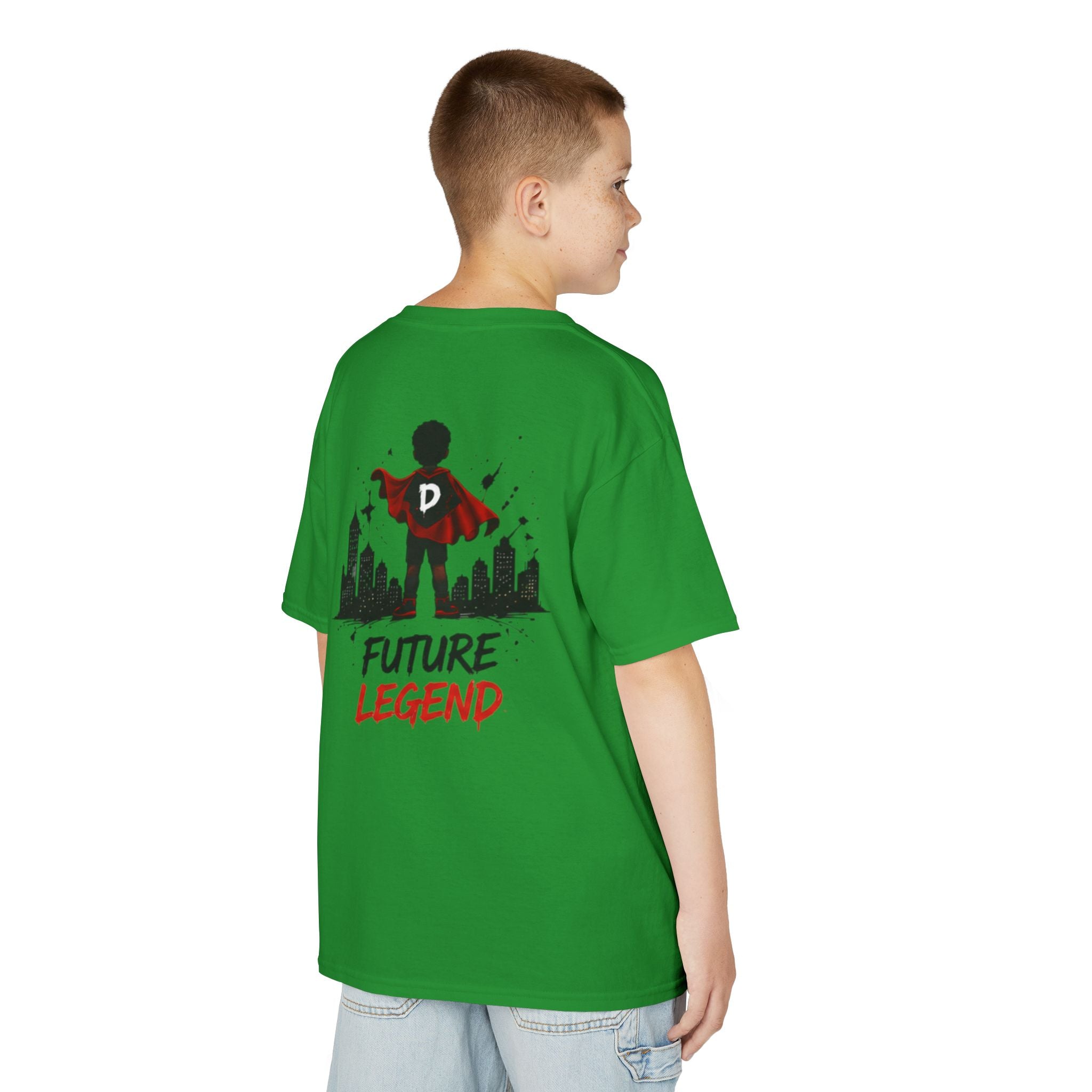 Kids Tee — "Strong Brave Loved" Front & "Future Legend" Superhero Back