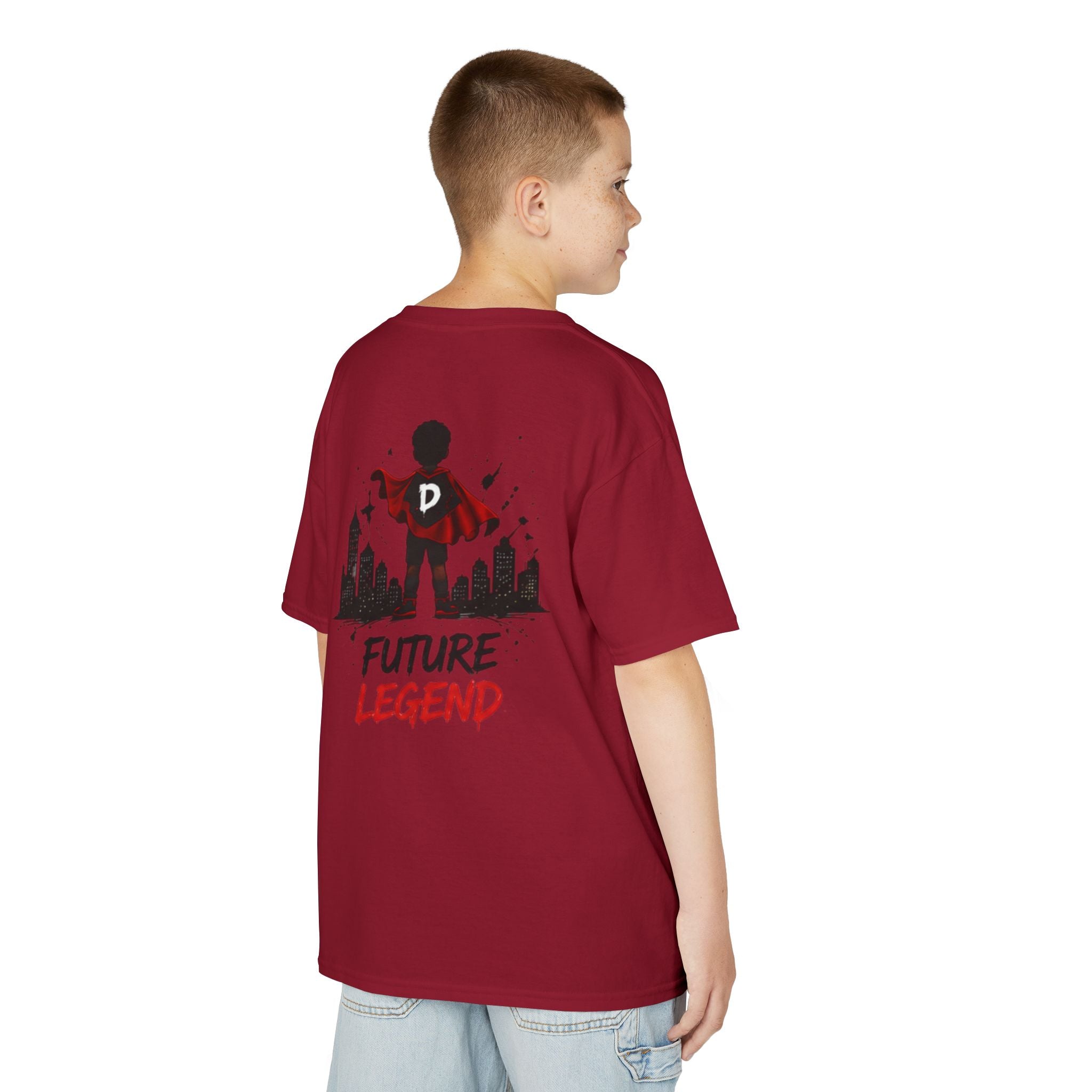 Kids Tee — "Strong Brave Loved" Front & "Future Legend" Superhero Back
