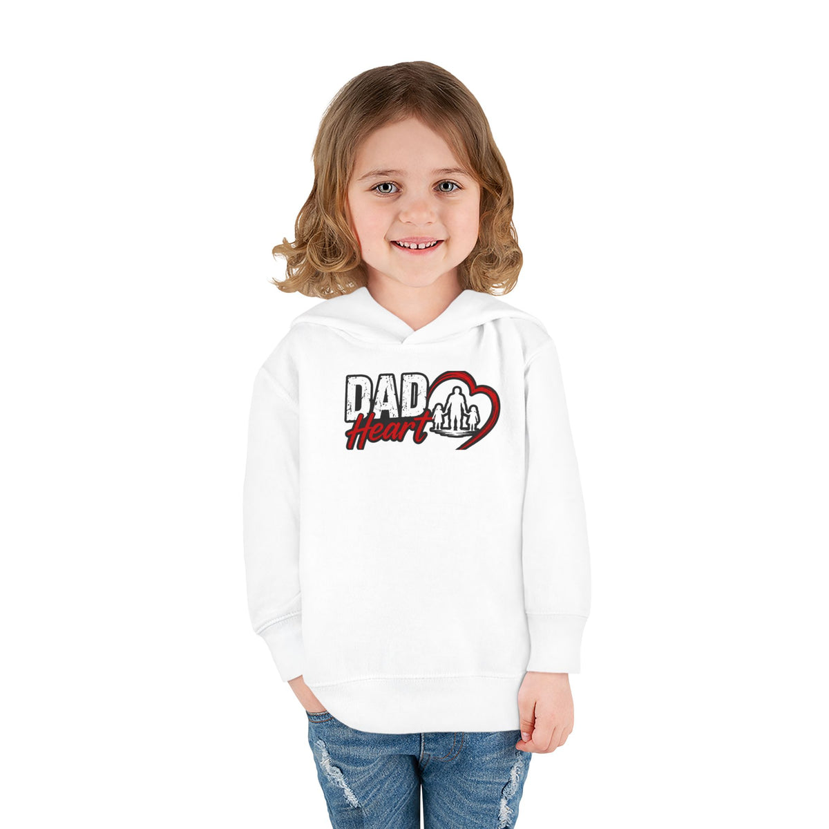 Toddler Hoodie — "Dad Heart" Superhero Bear Pullover