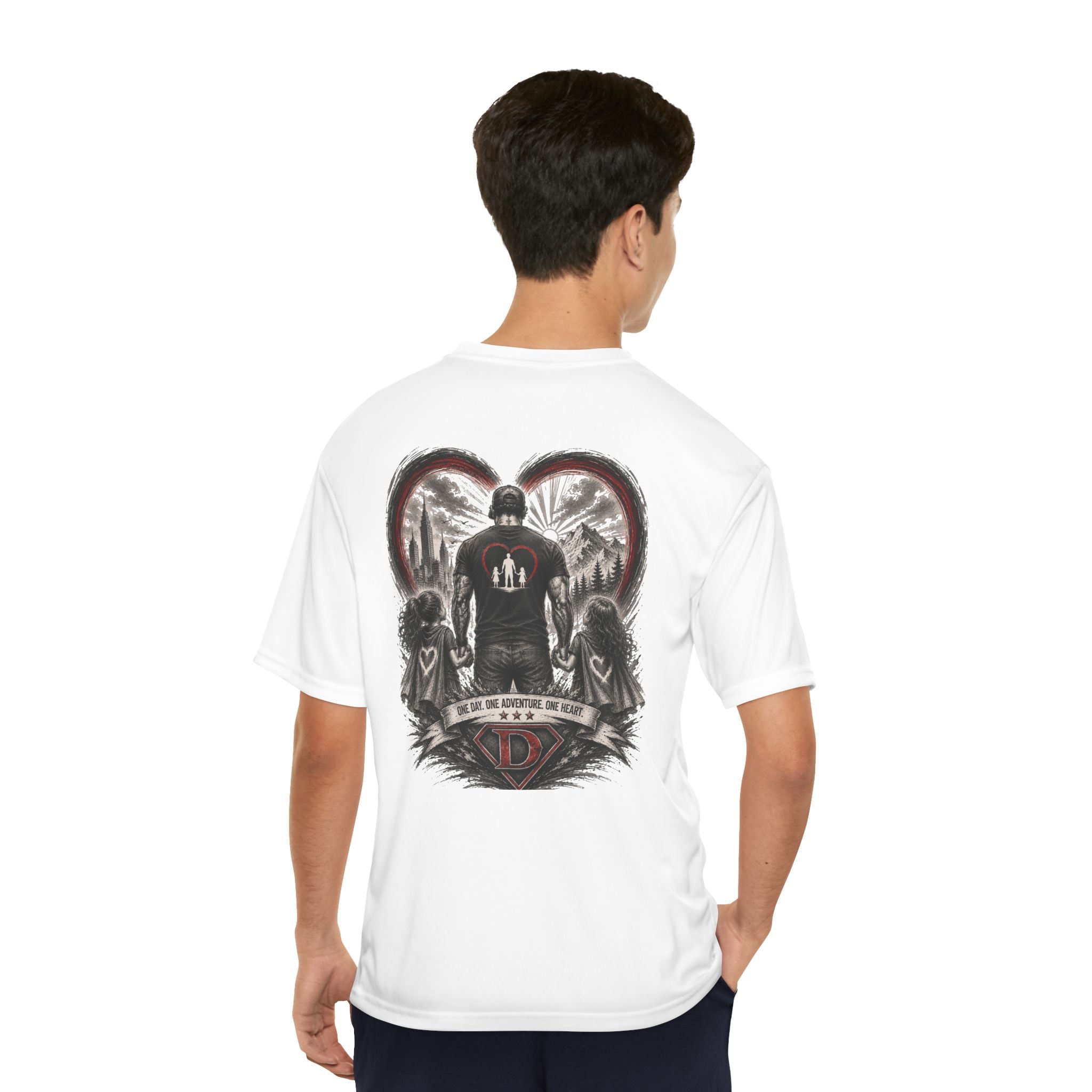 Men's T-Shirt — Daddy Defender Design | Father & Kids Heart Graphic Performance Tee