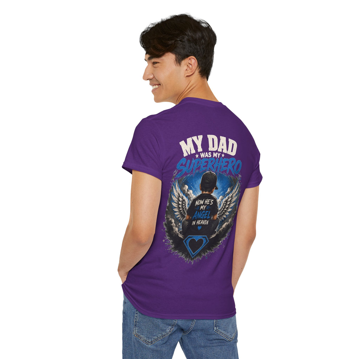 My Dad Superhero Tee — 'Now He’s My Angel in Heaven' Memorial T-Shirt