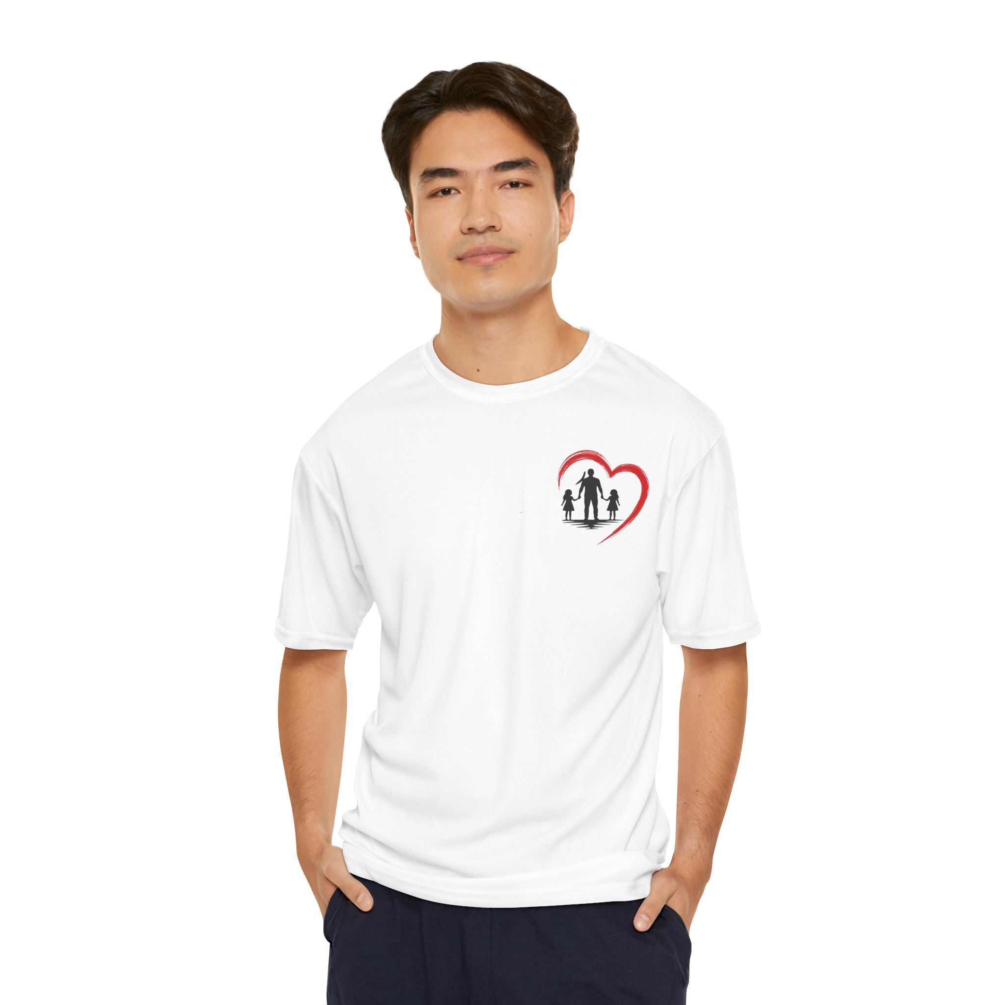 Men's T-Shirt — Daddy Defender Design | Father & Kids Heart Graphic Performance Tee