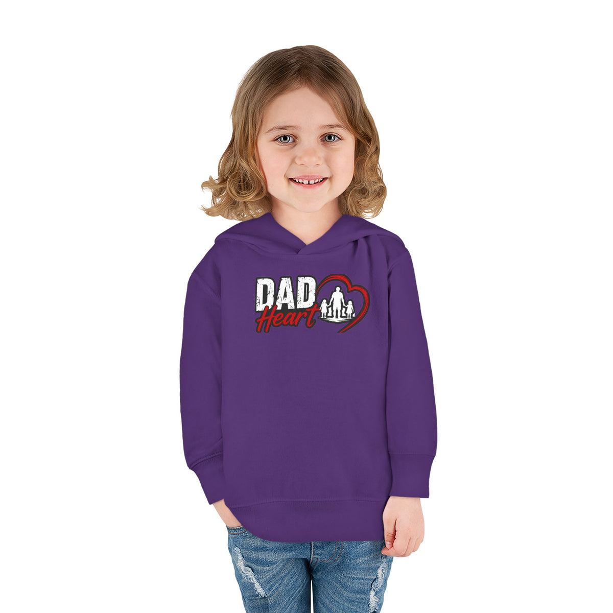 Toddler Hoodie — "Dad Heart" Superhero Bear Pullover