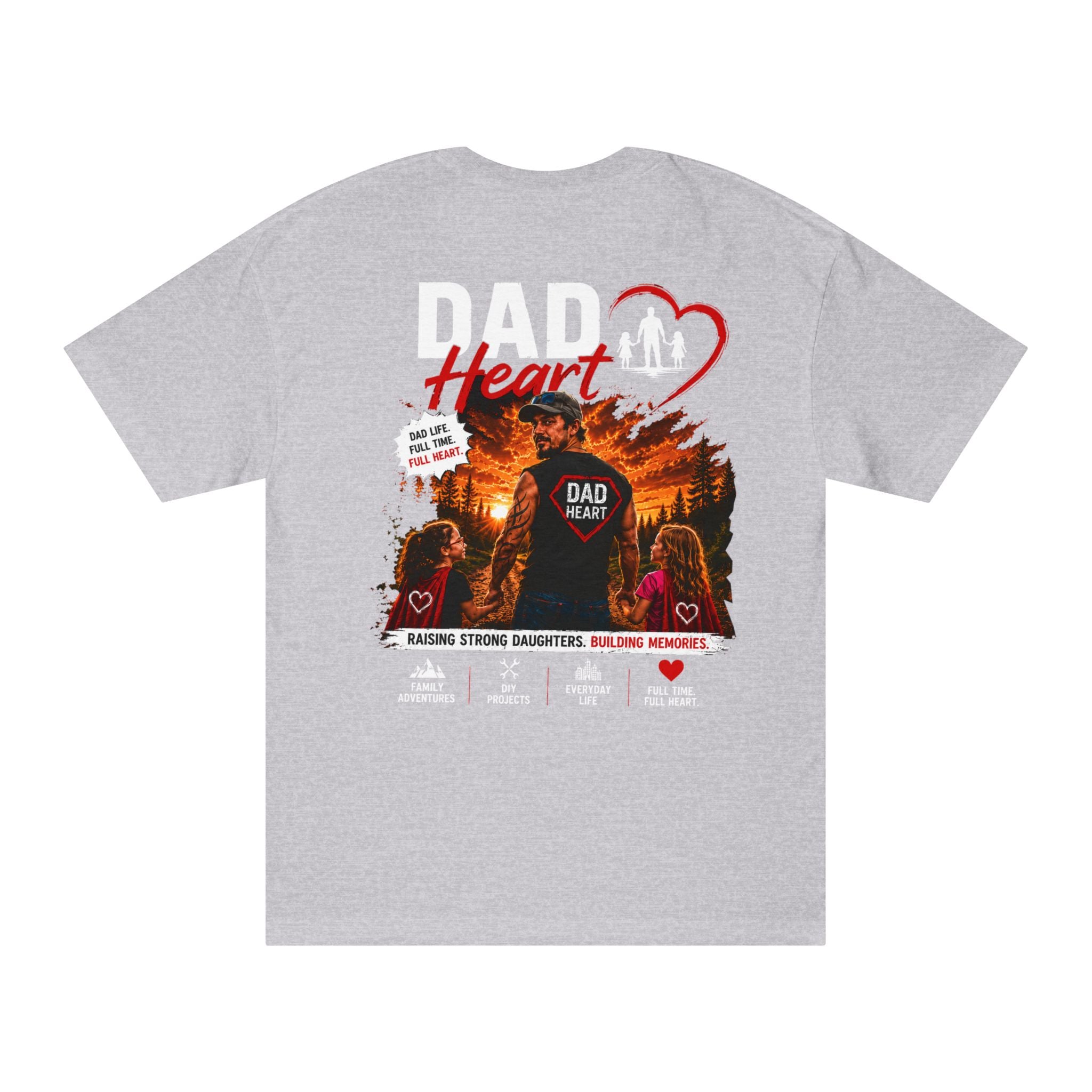 Dad Heart T‑Shirt — Proud Father Tee for Raising Daughters, Family & Outdoor Dad Gift