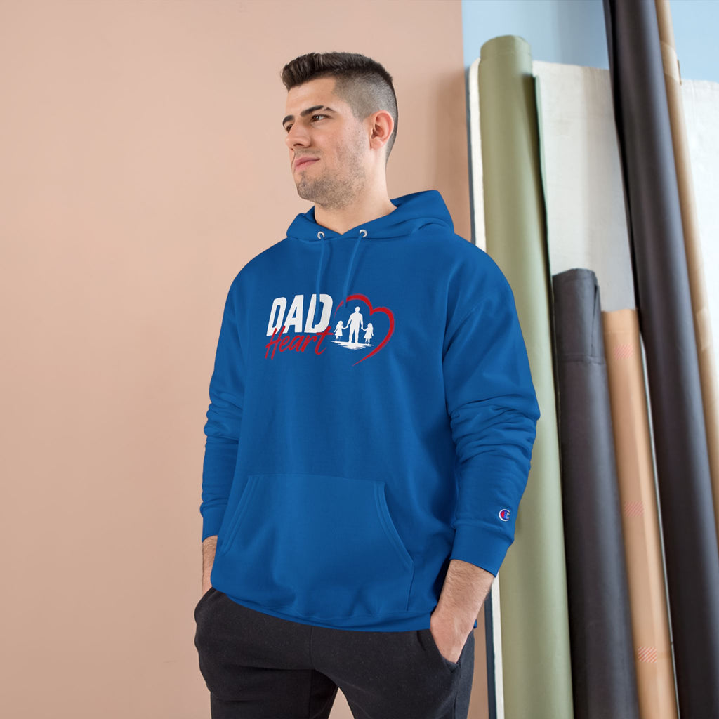 Dad Heart Hoodie — "Raising Strong Daughters" Champion Pullover for Fathers