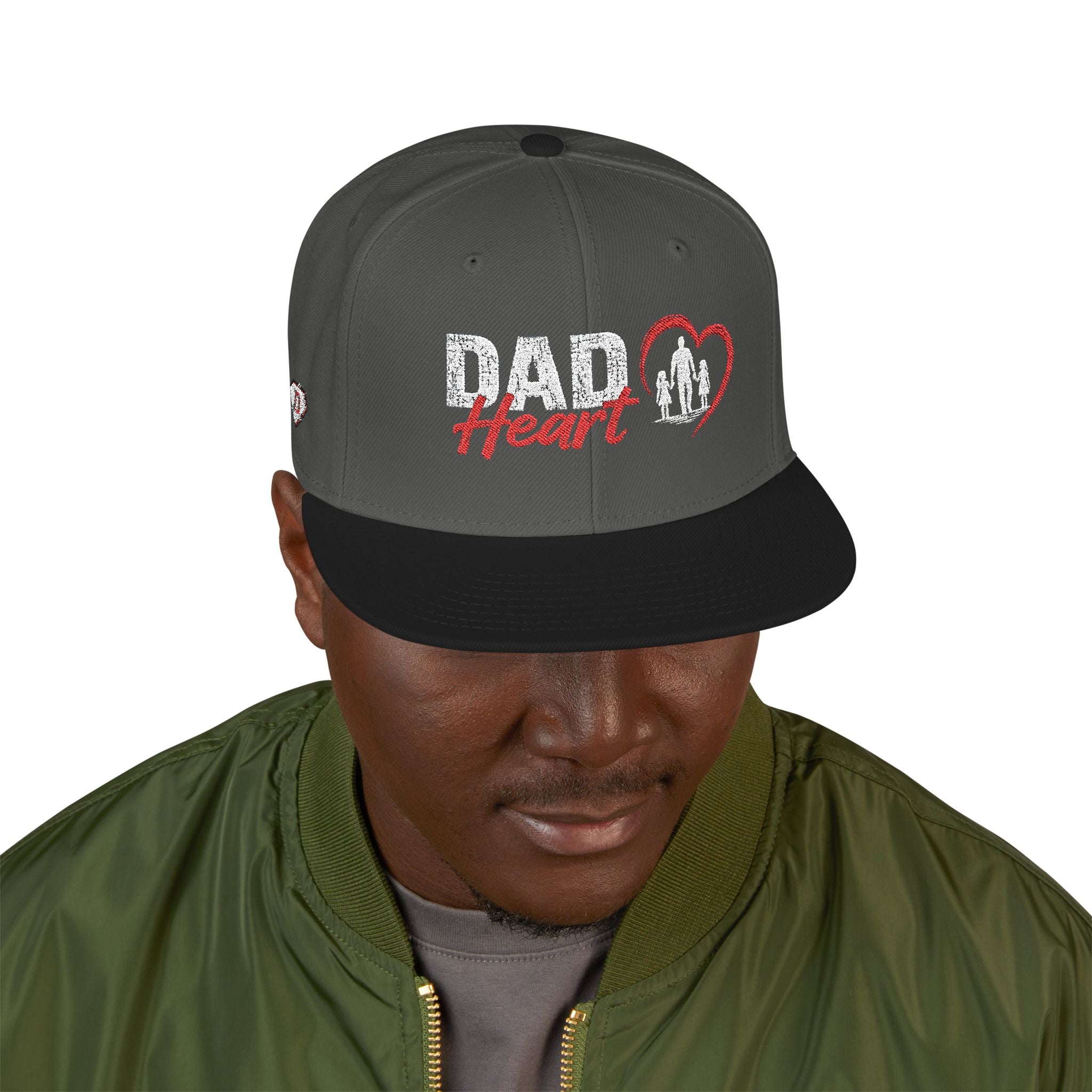 Embroidered Snapback Hat — Red Heart & Band Logo