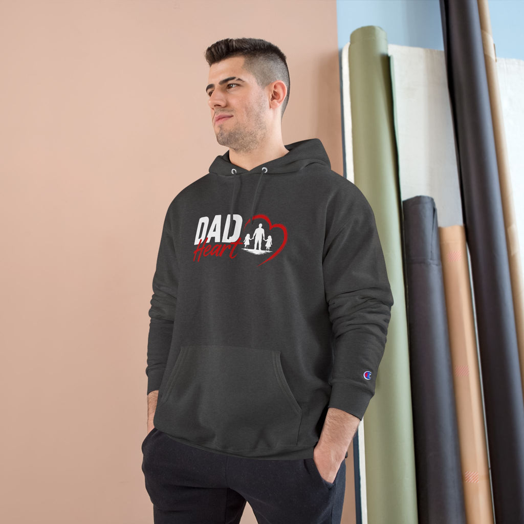 Dad Heart Hoodie — "Raising Strong Daughters" Champion Pullover for Fathers