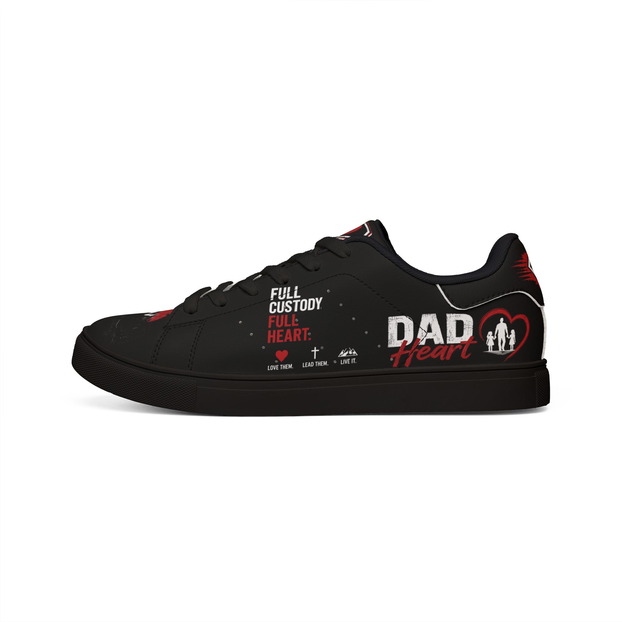 Dad Heart Low-Top Leather Sneakers — "Full Custody, Full Heart" Men's Casual Shoes