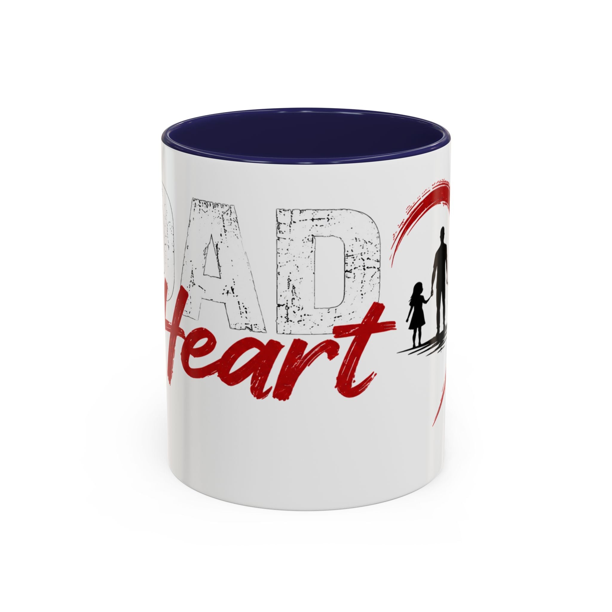 Dad Heart Coffee Mug — Father & Kids Silhouette Accent Mug (11/15 oz)