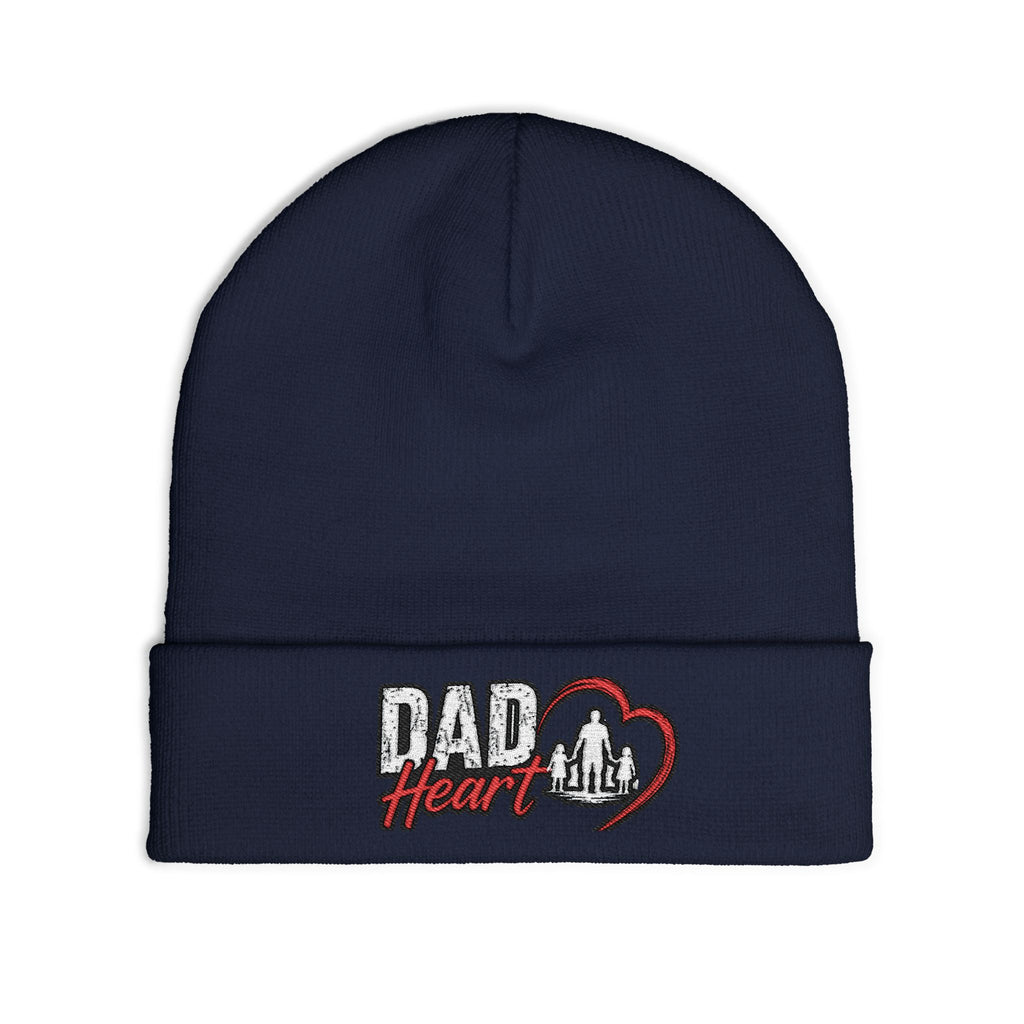 Dad Heart Embroidered Knit Beanie — Father’s Day Cozy Dad Hat