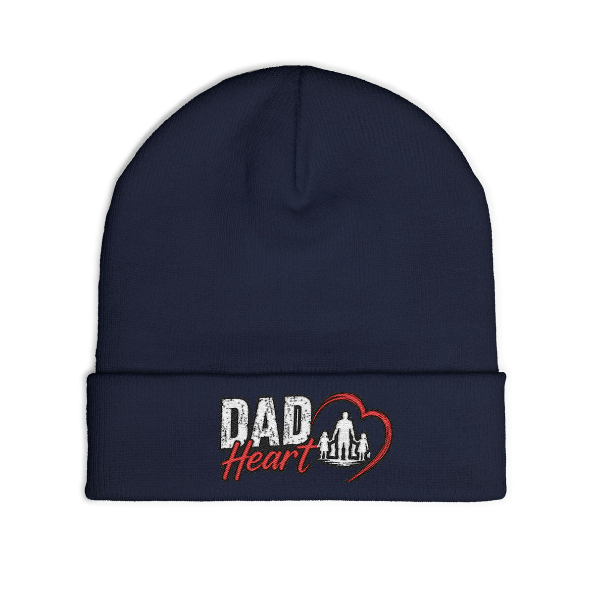 Dad Heart Embroidered Knit Beanie — Father’s Day Cozy Dad Hat