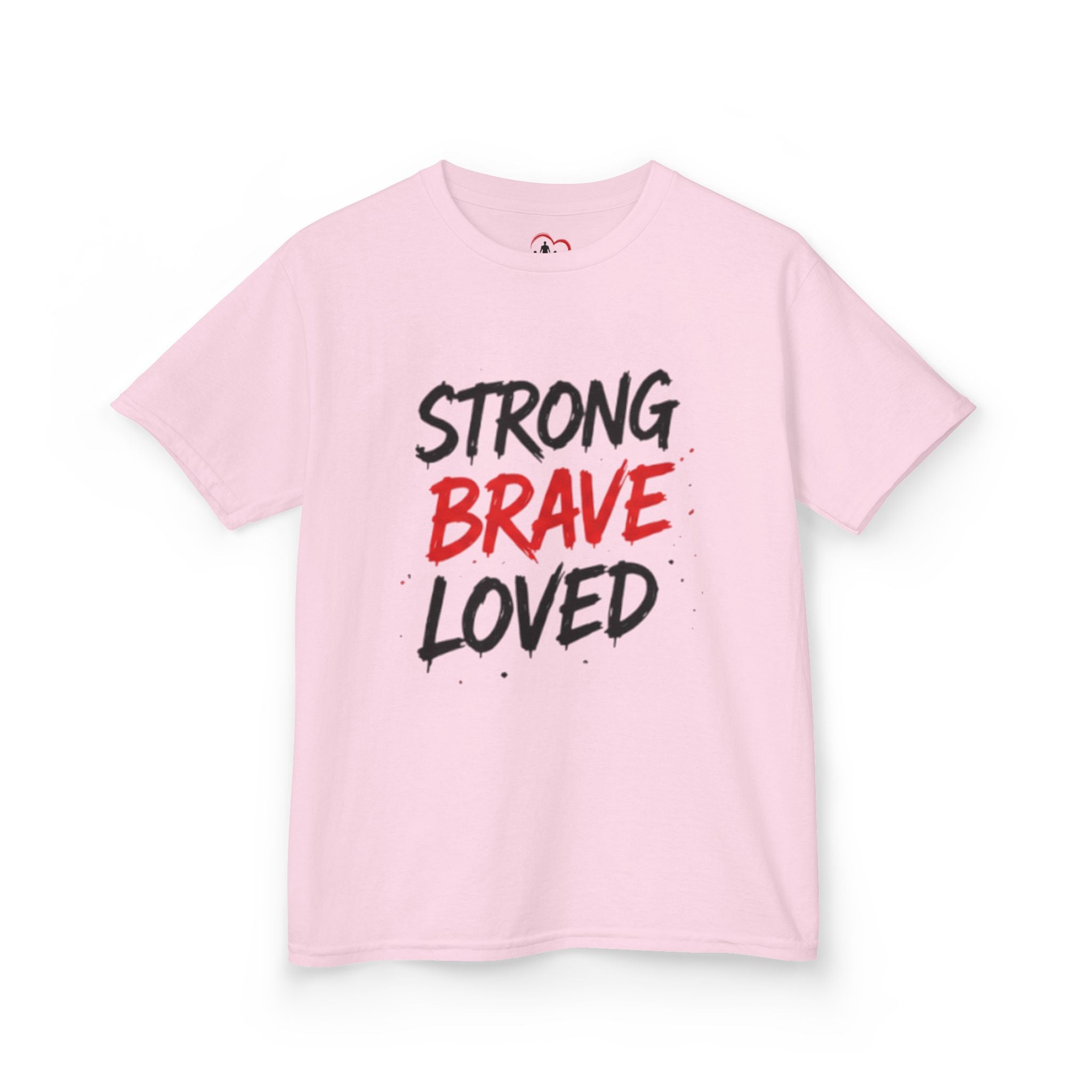 Kids Tee — "Strong Brave Loved" Front & "Future Legend" Superhero Back