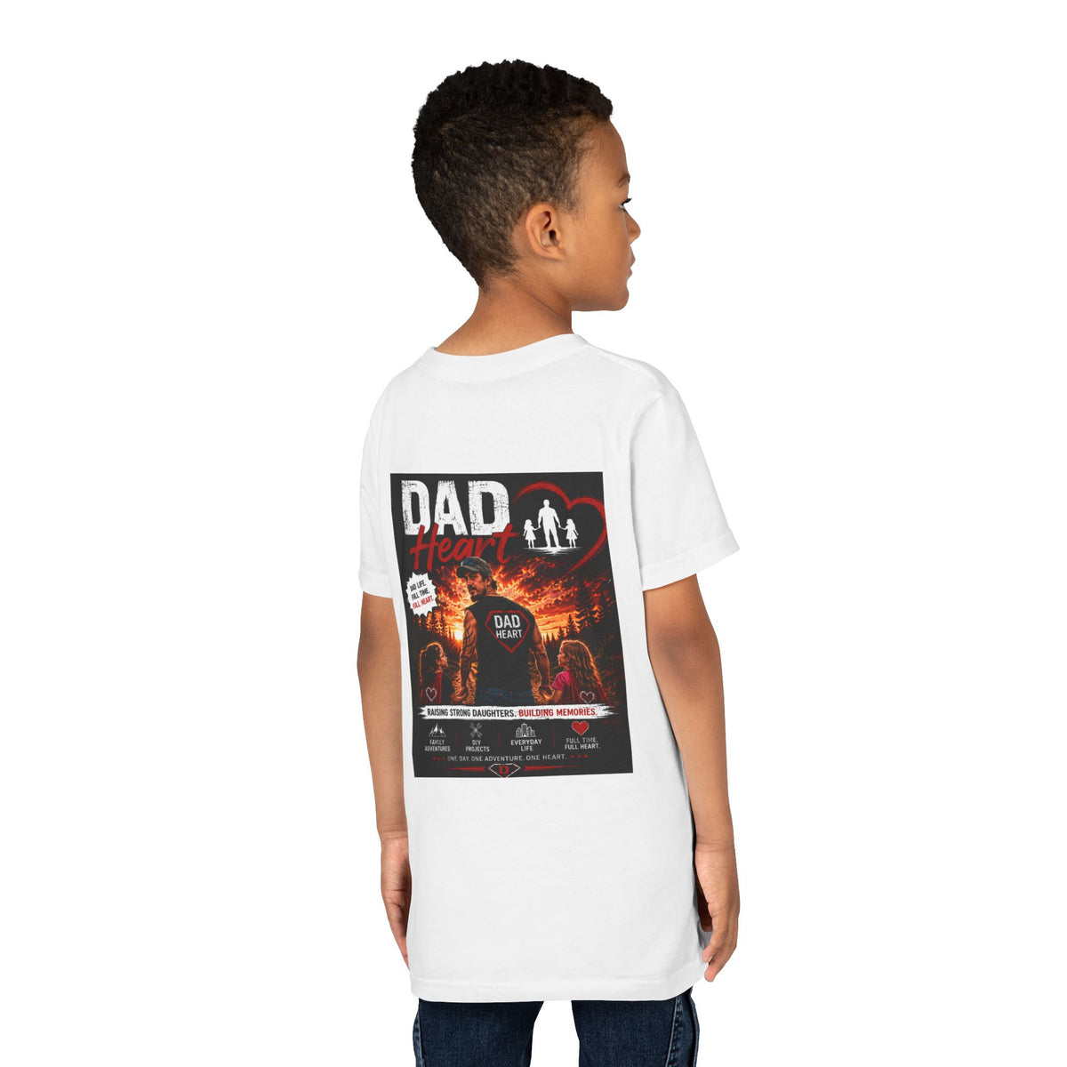 Youth Tee — “Dad Heart” Father & Kids Heart Graphic Shirt