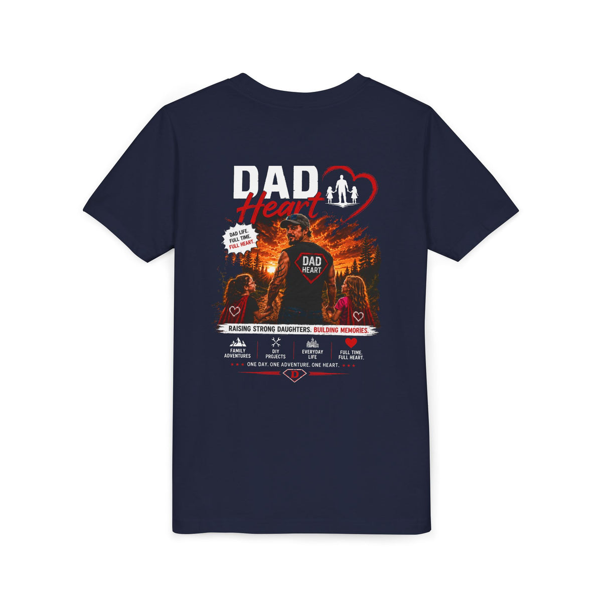 Youth Tee — “Dad Heart” Father & Kids Heart Graphic Shirt
