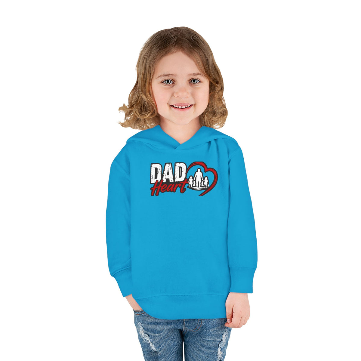 Toddler Hoodie — "Dad Heart" Superhero Bear Pullover