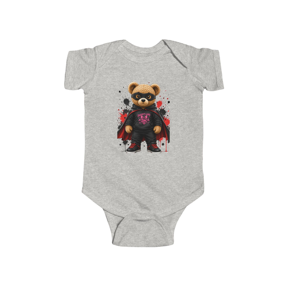 Baby Bodysuit - Superhero Teddy Bear with Heart Family Graphic