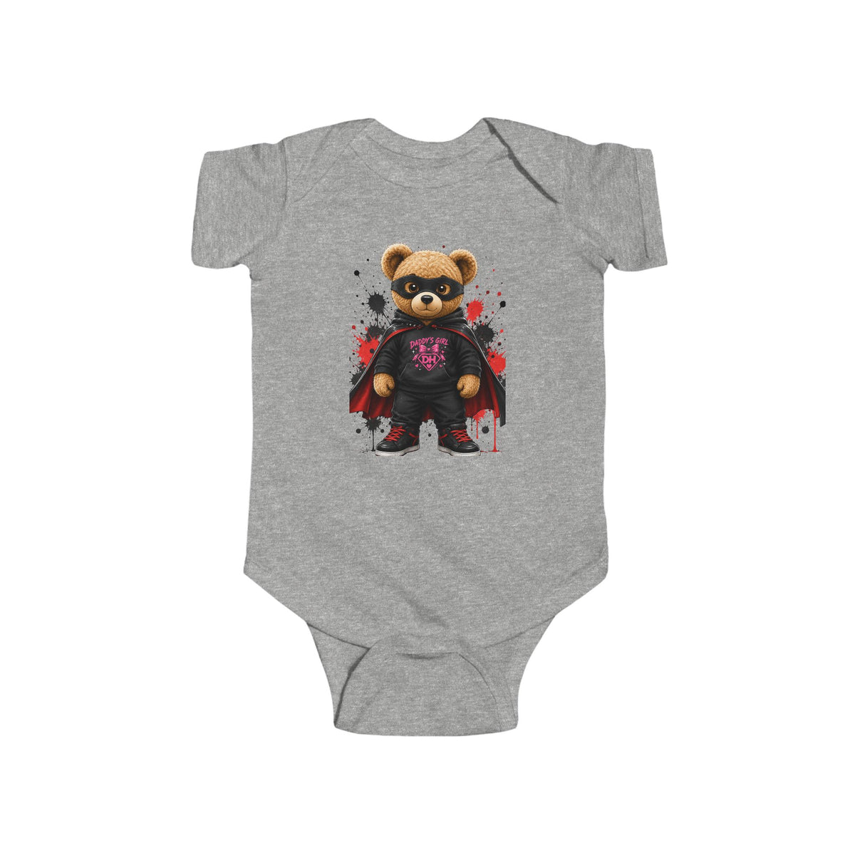 Baby Bodysuit - Superhero Teddy Bear with Heart Family Graphic