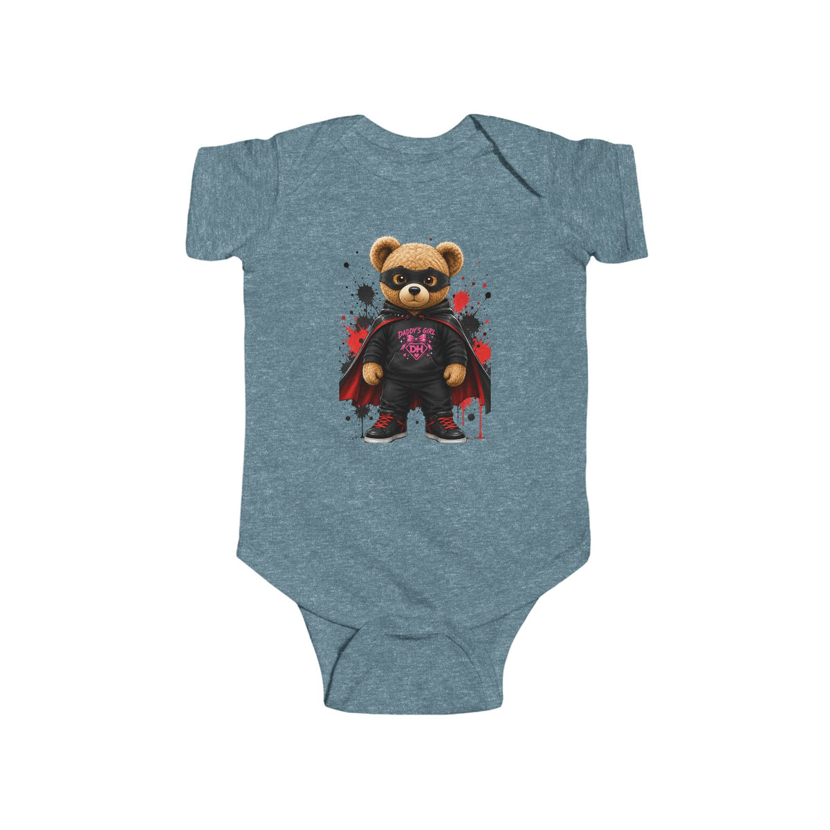 Baby Bodysuit - Superhero Teddy Bear with Heart Family Graphic