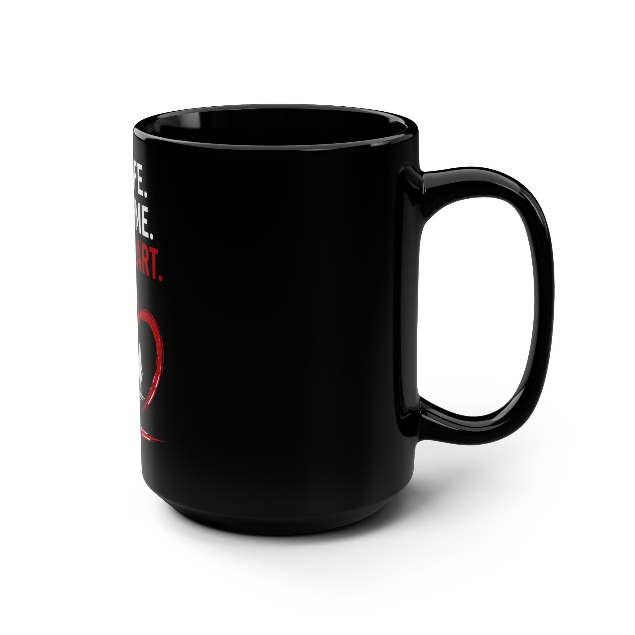 Dad Life Full Time Full Heart Mug — 15oz Black Coffee Cup for Fathers (Father's Day Gift)