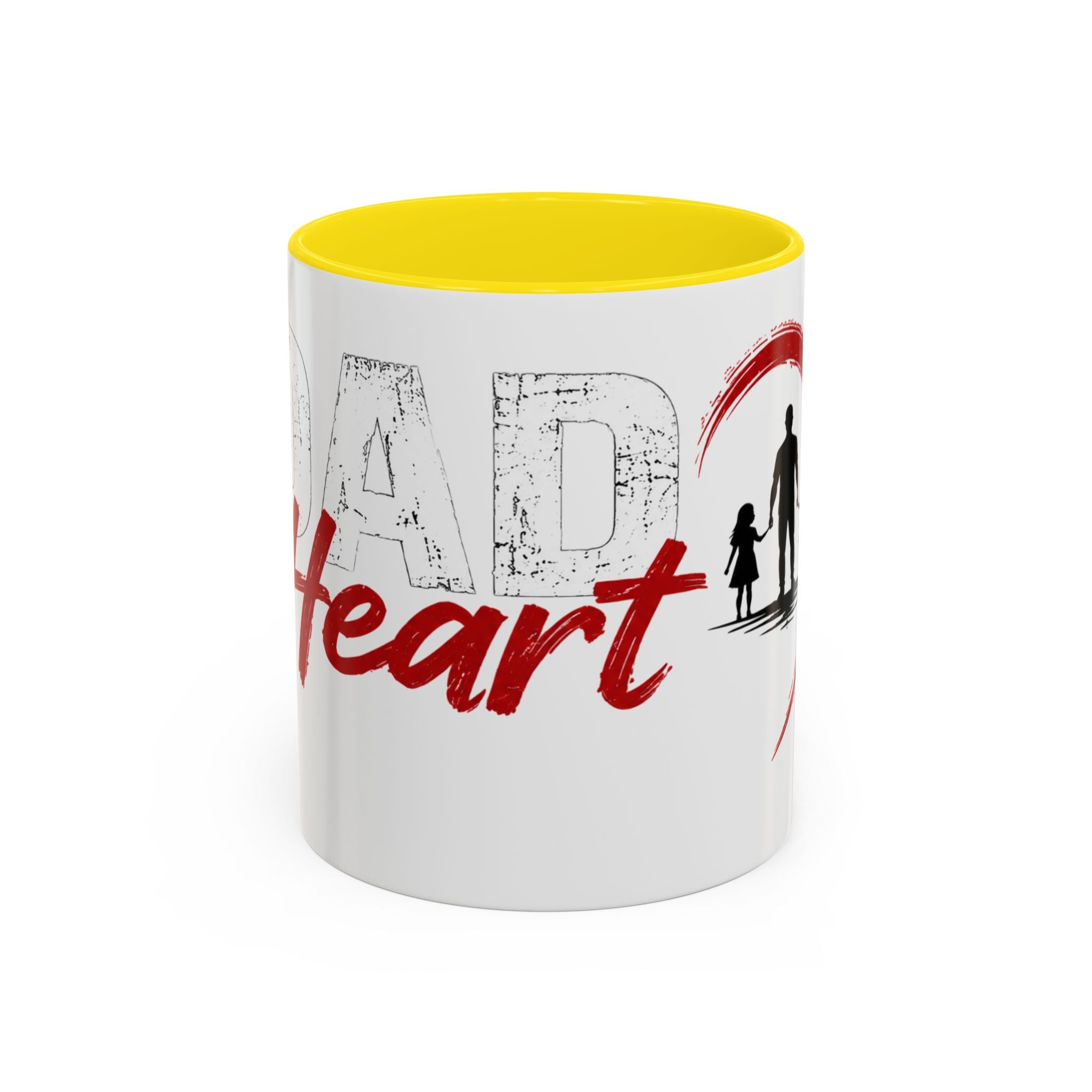Dad Heart Coffee Mug — Father & Kids Silhouette Accent Mug (11/15 oz)