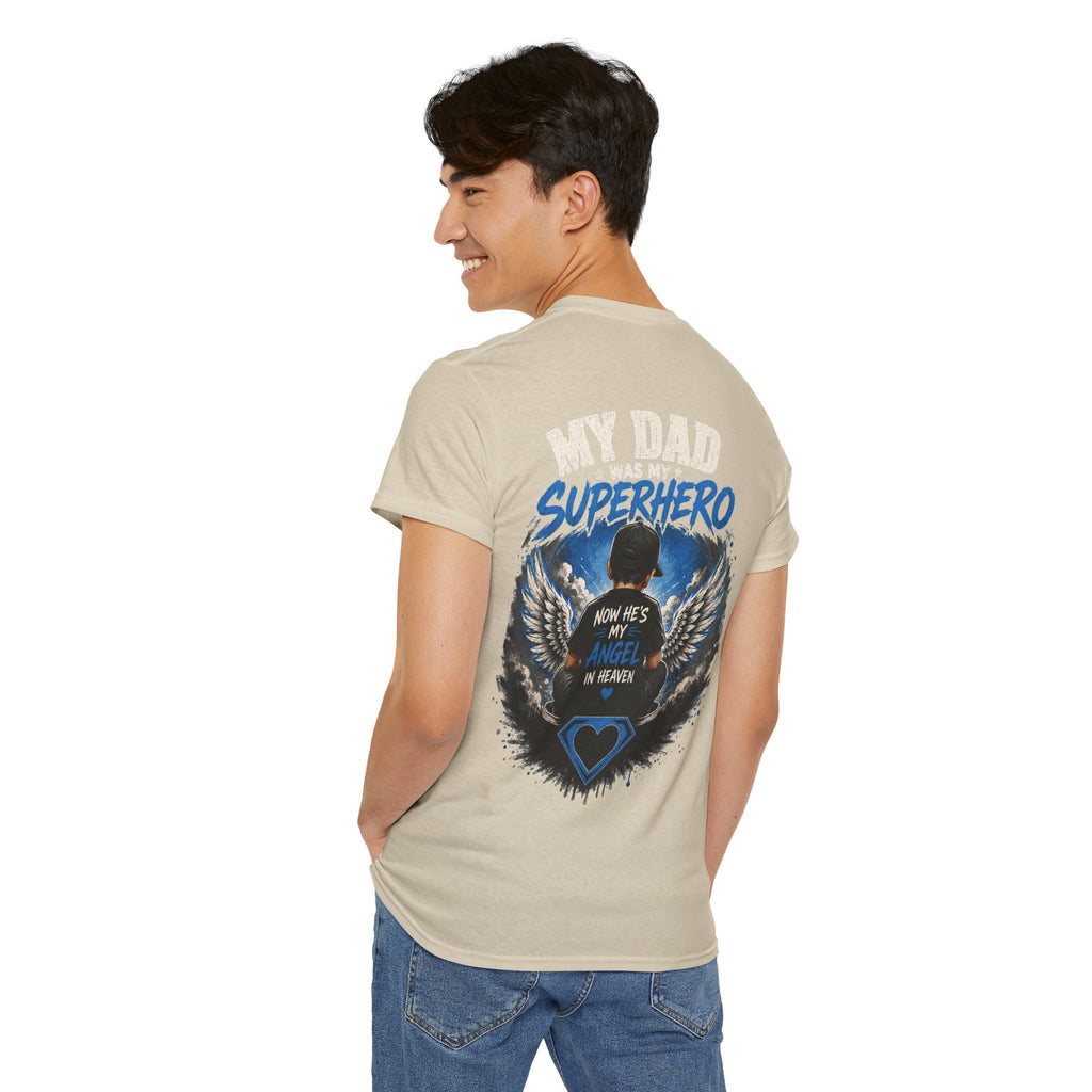 My Dad Superhero Tee — 'Now He’s My Angel in Heaven' Memorial T-Shirt