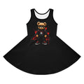 Daddy's Girl Bear Sundress — Girls' Black Sleeveless Dress with Superhero Teddy Design