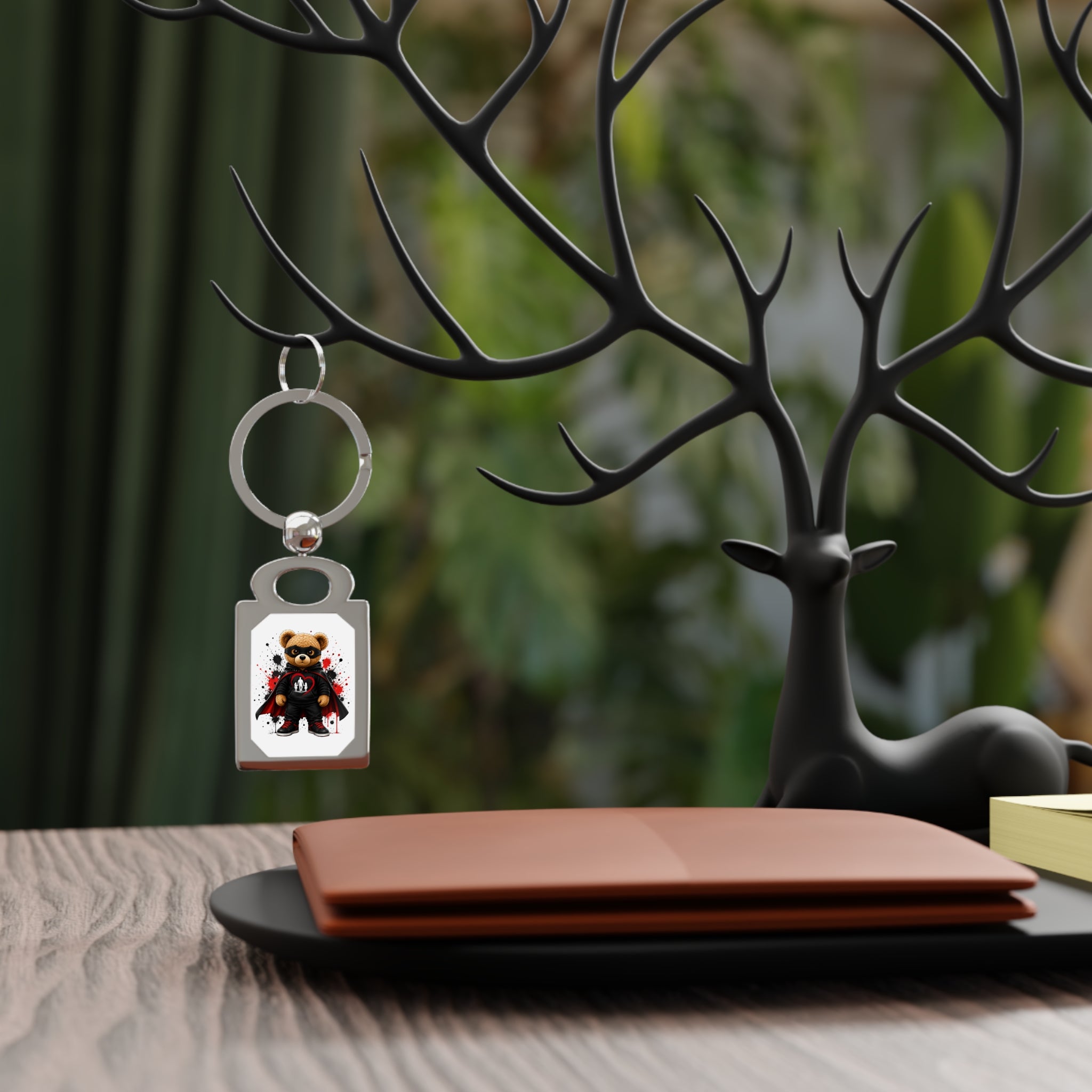 Dad Heart Tattoo Rectangle Keyring — Personalized Dad Gift for Father’s Day