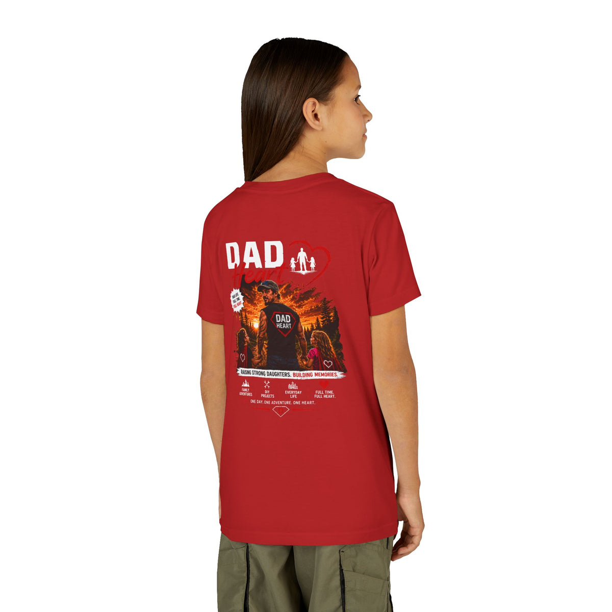 Youth Tee — “Dad Heart” Father & Kids Heart Graphic Shirt