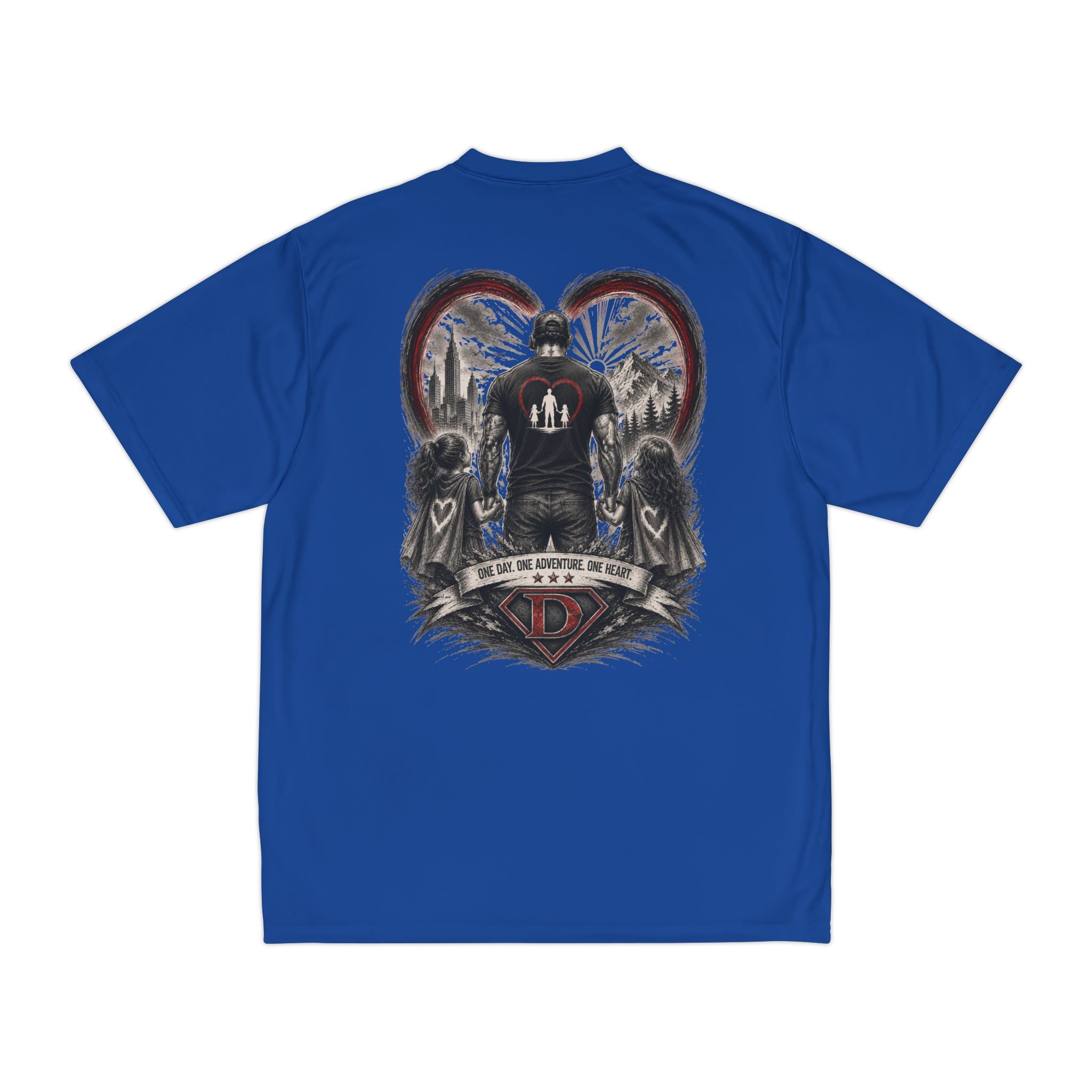 Men's T-Shirt — Daddy Defender Design | Father & Kids Heart Graphic Performance Tee