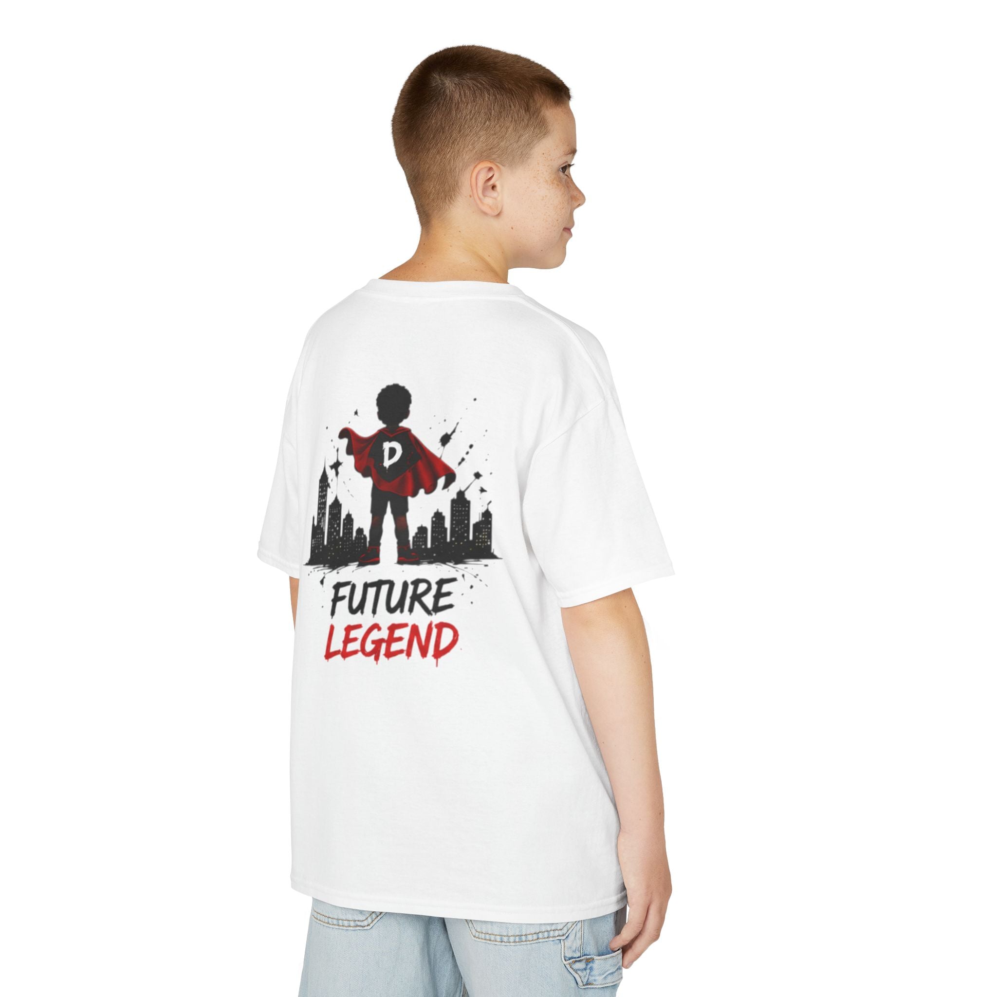 Kids Tee — "Strong Brave Loved" Front & "Future Legend" Superhero Back