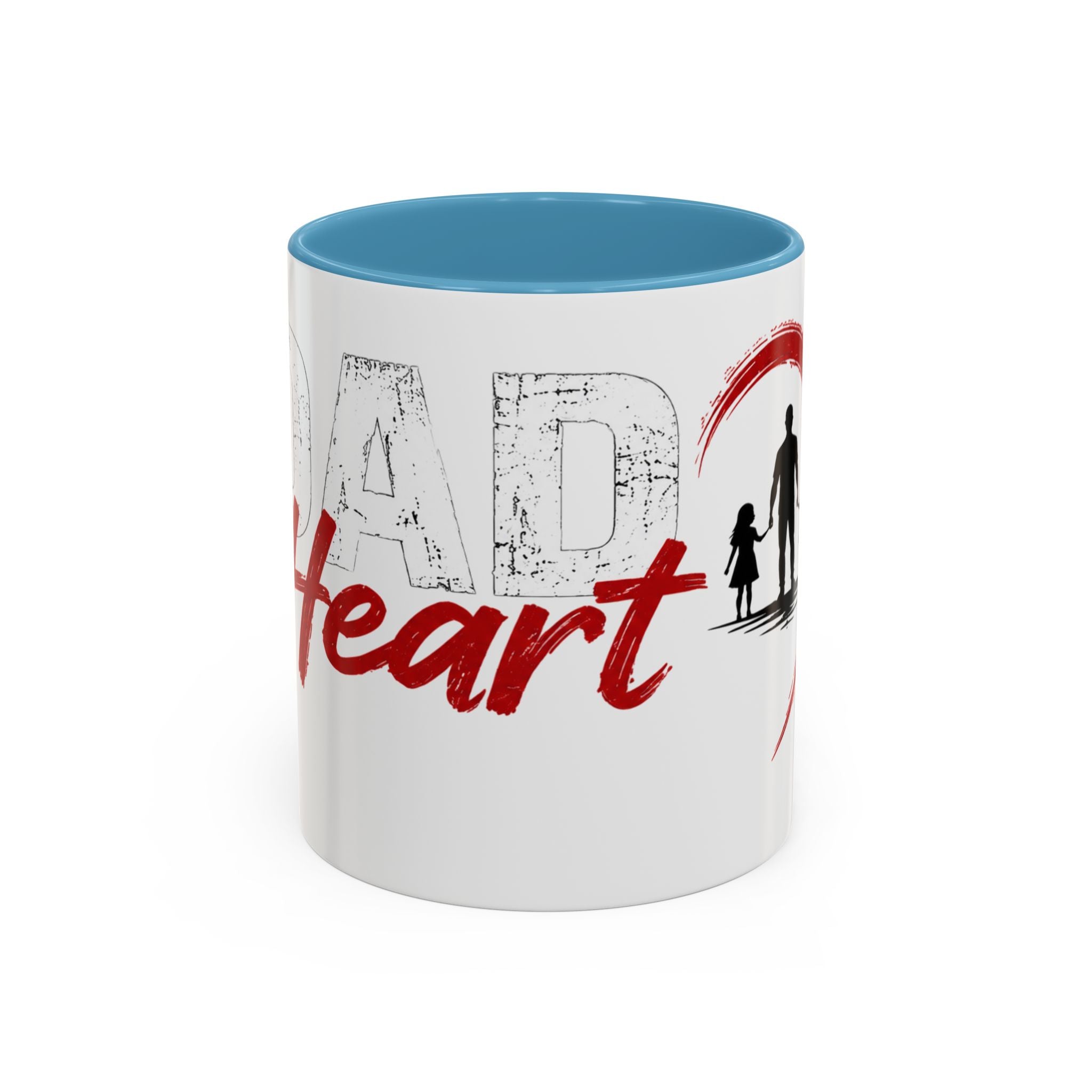 Dad Heart Coffee Mug — Father & Kids Silhouette Accent Mug (11/15 oz)