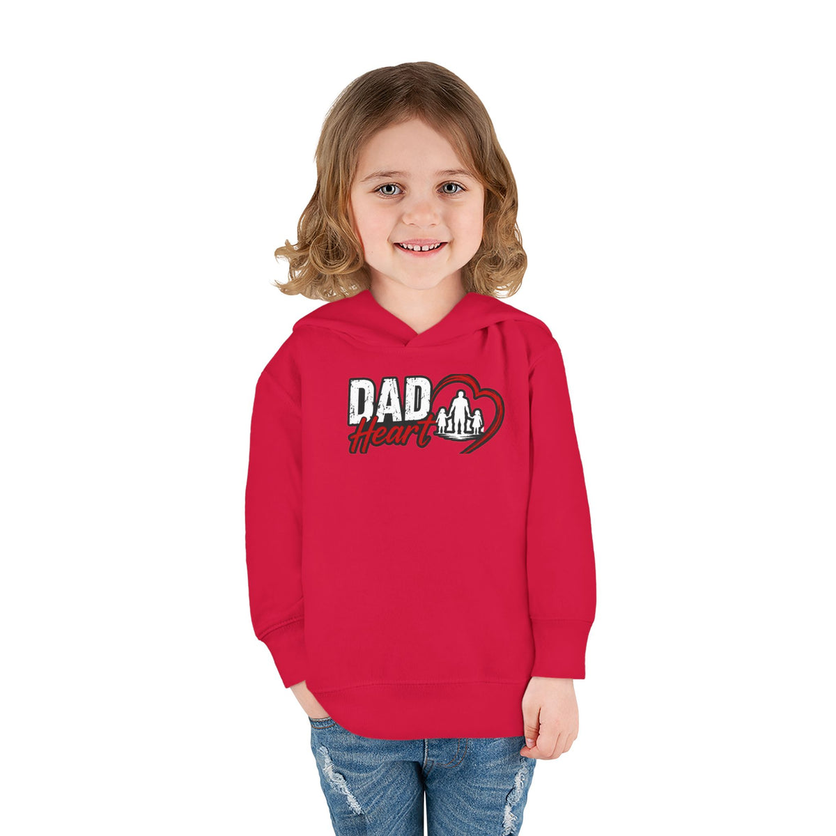 Toddler Hoodie — "Dad Heart" Superhero Bear Pullover