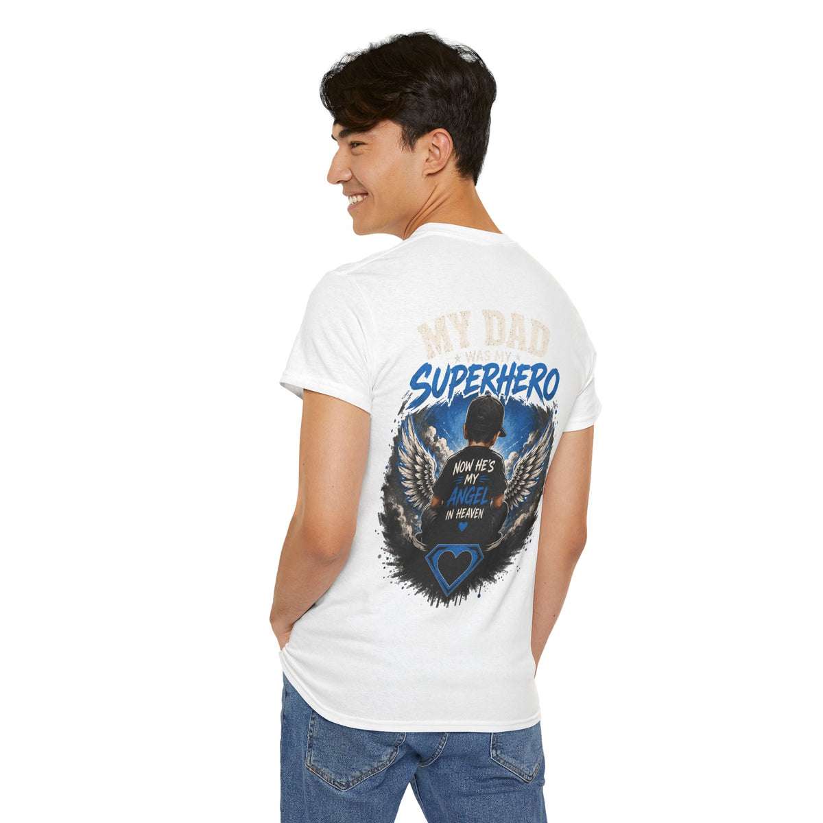My Dad Superhero Tee — 'Now He’s My Angel in Heaven' Memorial T-Shirt