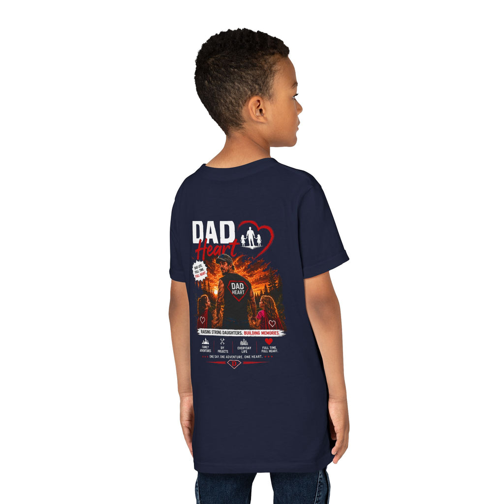 Youth Tee — “Dad Heart” Father & Kids Heart Graphic Shirt
