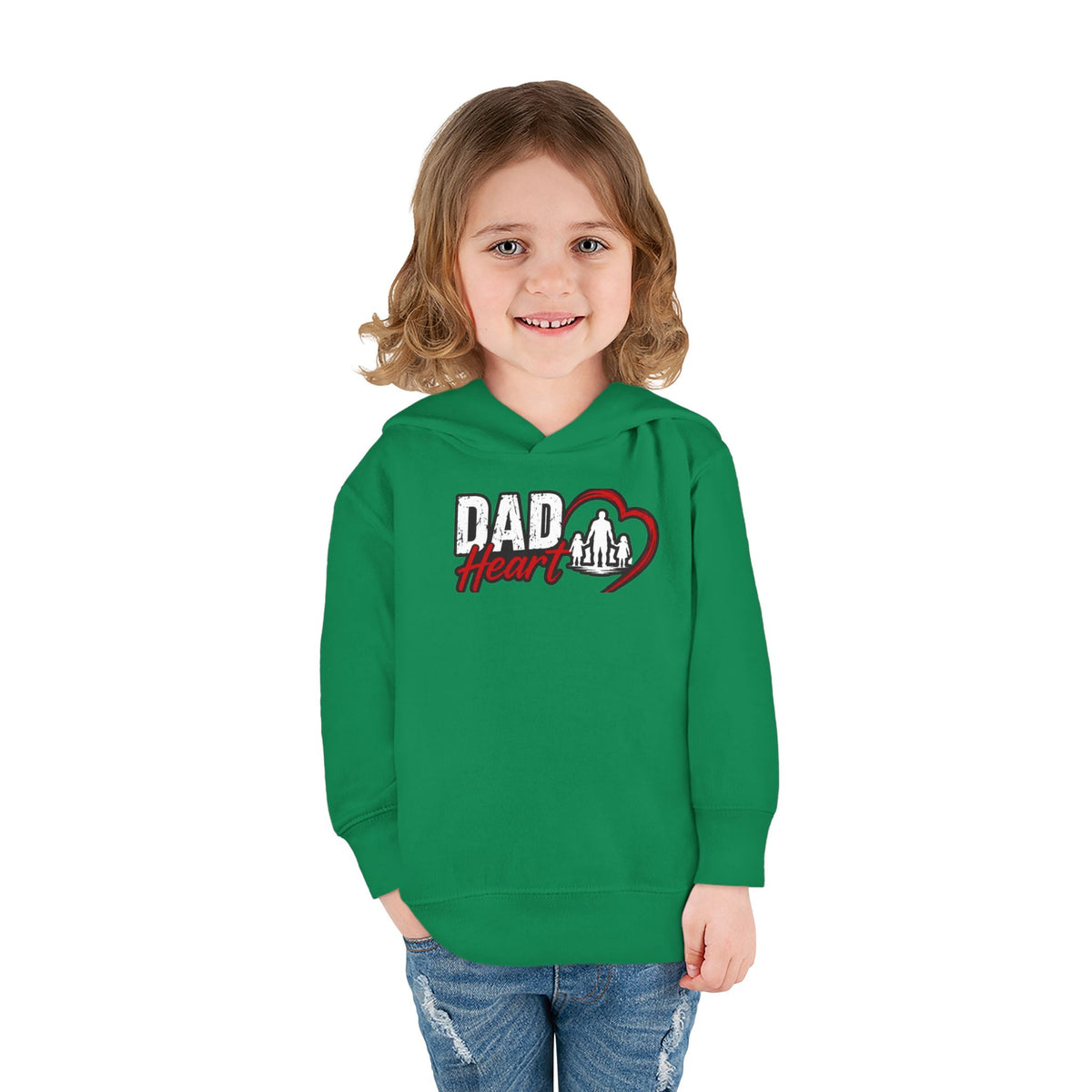 Toddler Hoodie — "Dad Heart" Superhero Bear Pullover