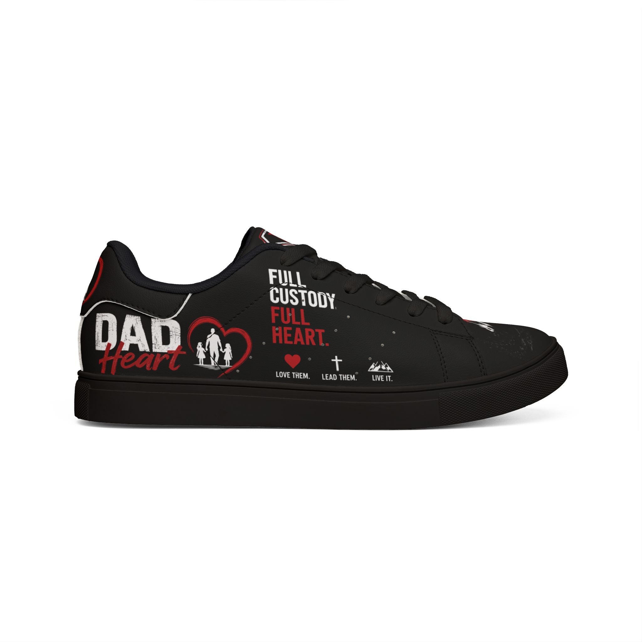 Dad Heart Low-Top Leather Sneakers — "Full Custody, Full Heart" Men's Casual Shoes