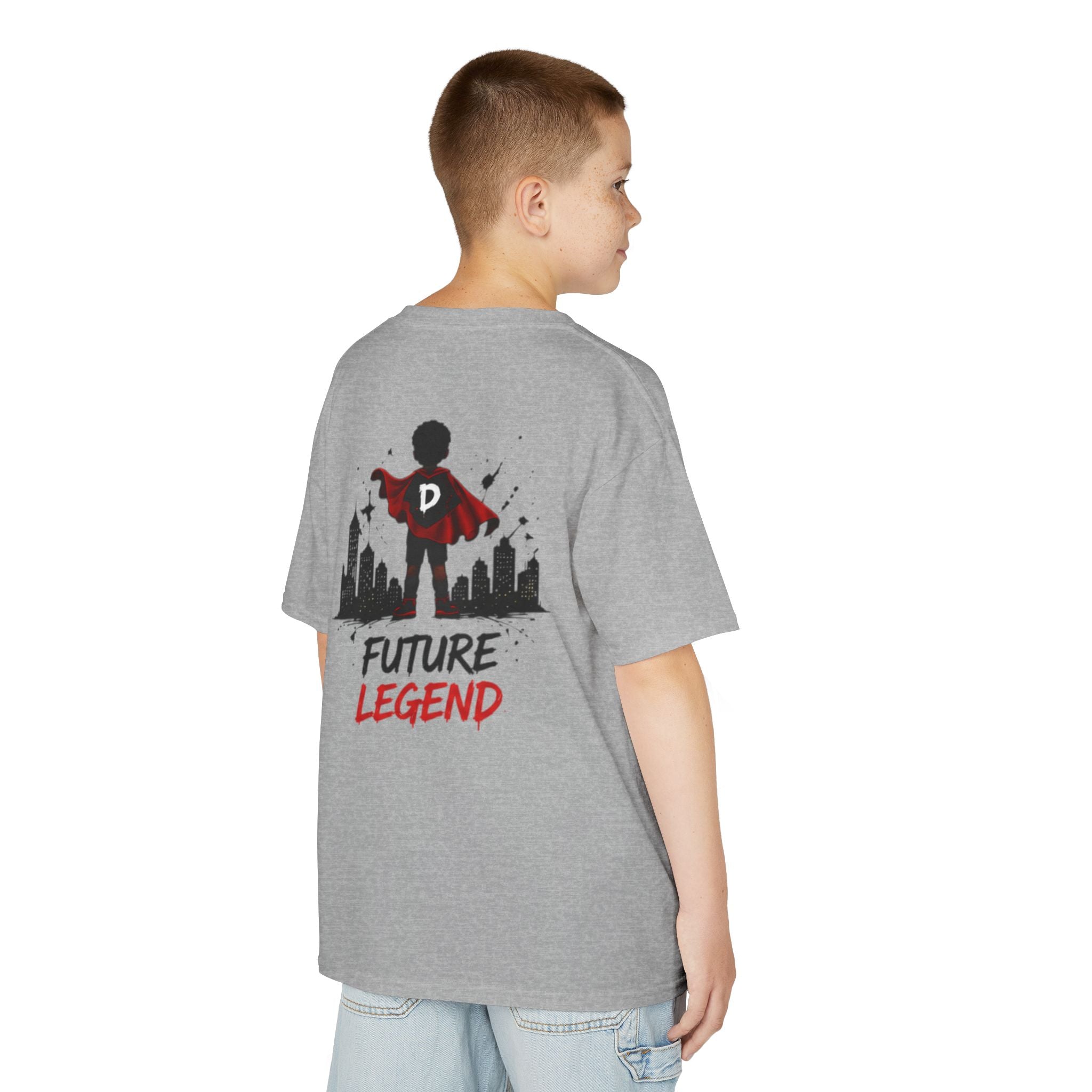 Kids Tee — "Strong Brave Loved" Front & "Future Legend" Superhero Back