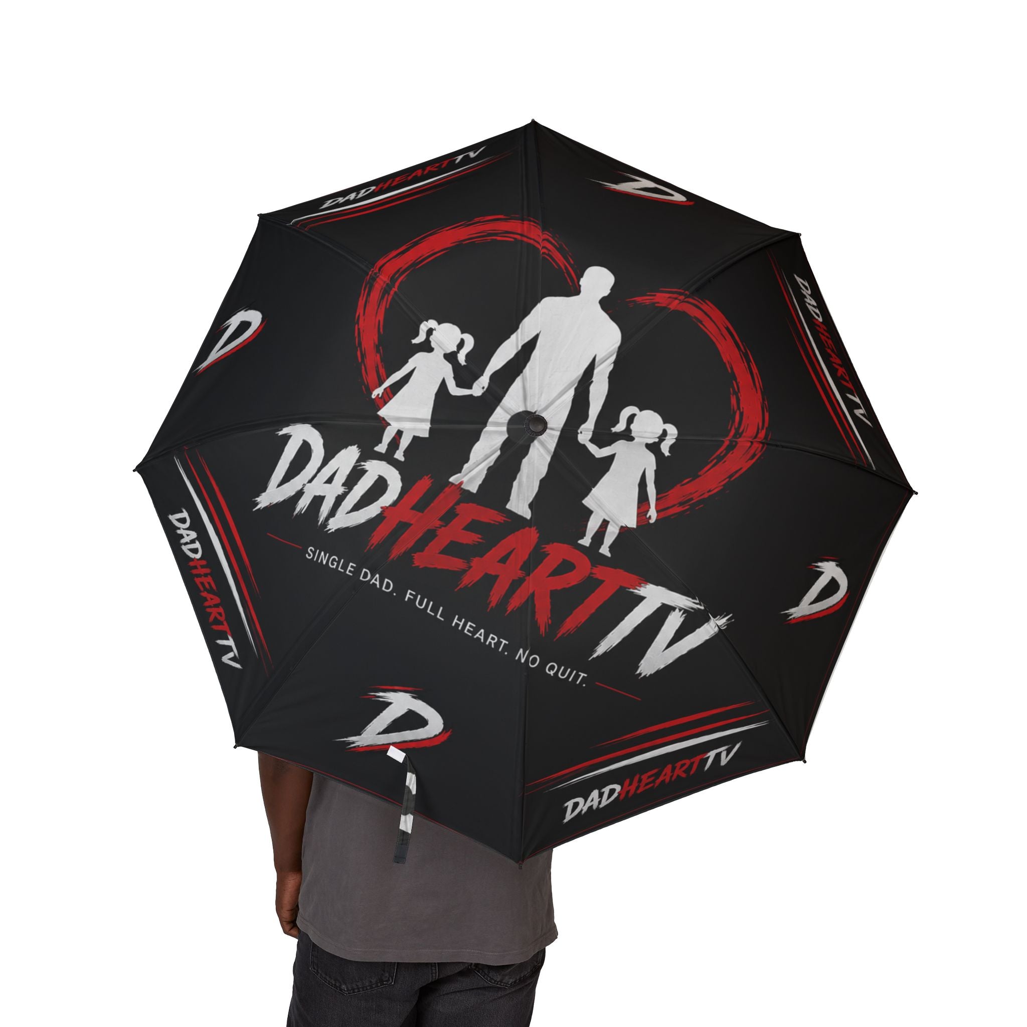 Umbrella — 'Dad & Hearty' Black Folding Semi‑Automatic Umbrella