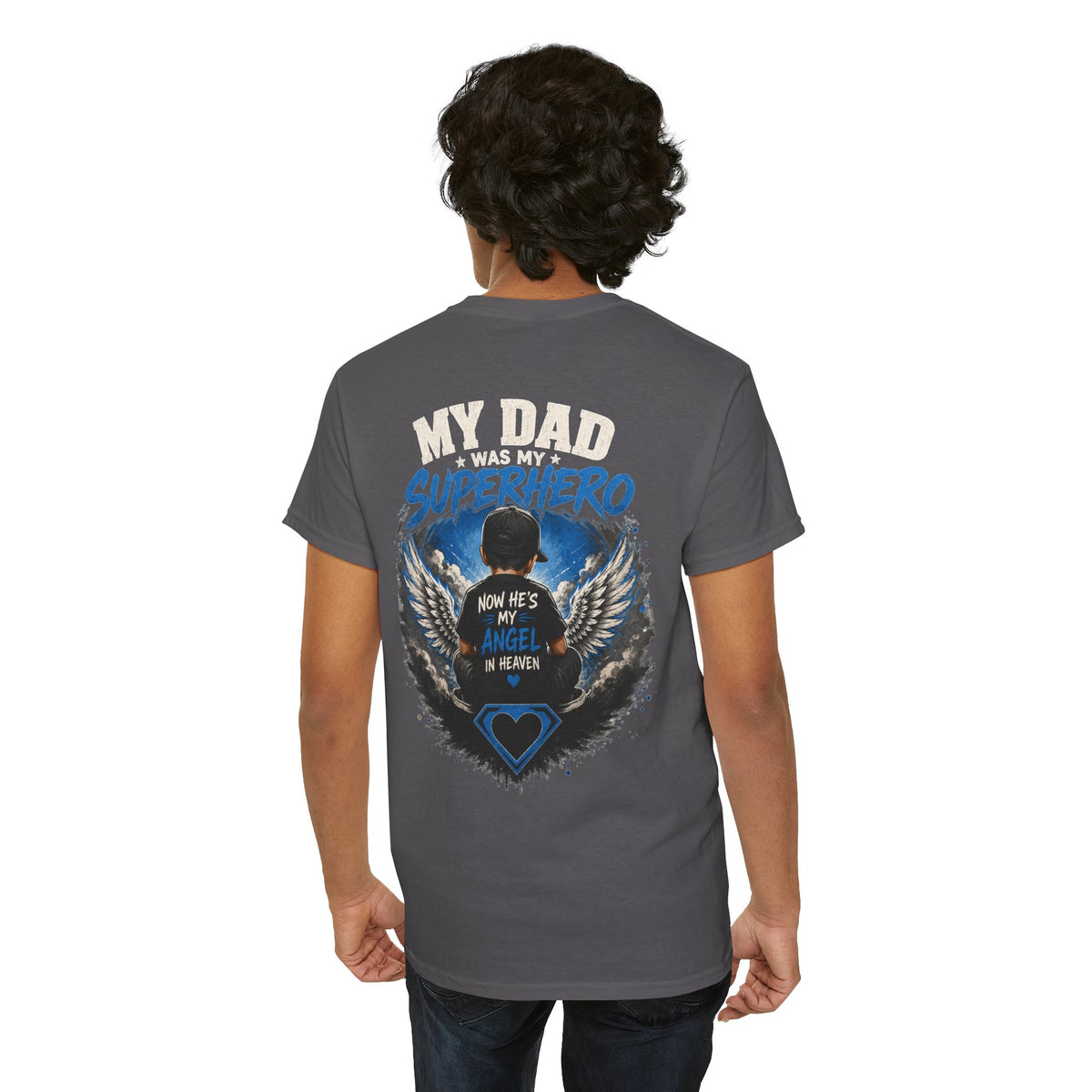 My Dad Superhero Tee — 'Now He’s My Angel in Heaven' Memorial T-Shirt