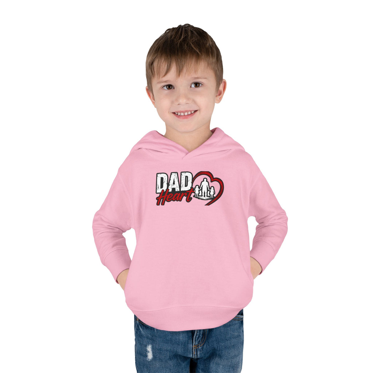 Toddler Hoodie — "Dad Heart" Superhero Bear Pullover