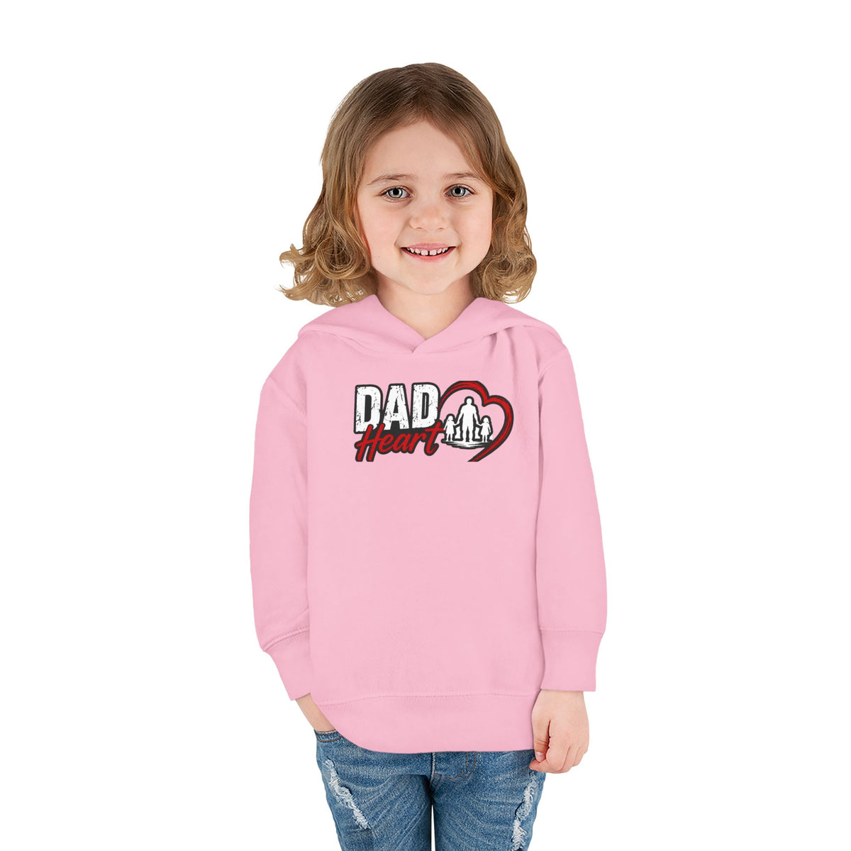 Toddler Hoodie — "Dad Heart" Superhero Bear Pullover