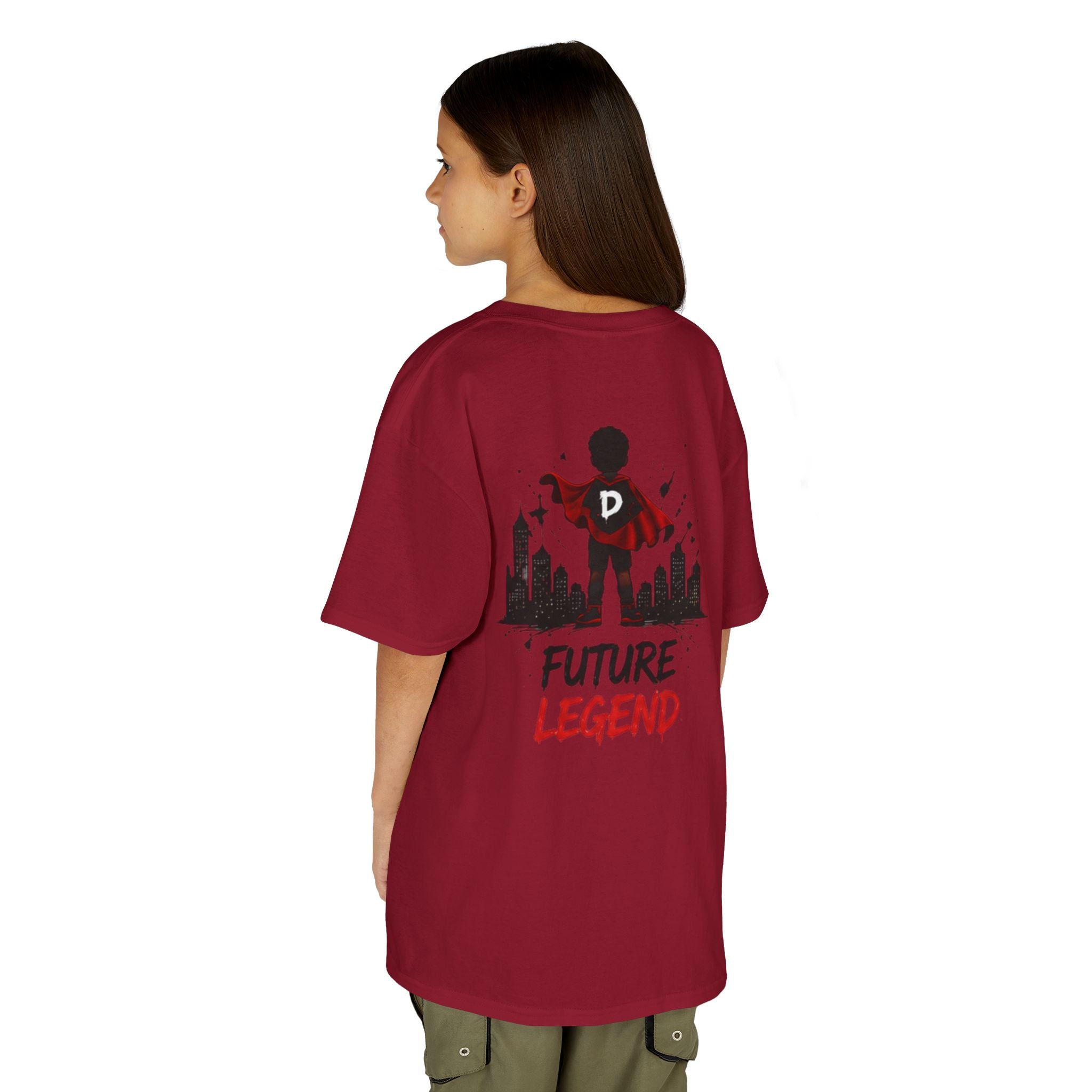 Kids Tee — "Strong Brave Loved" Front & "Future Legend" Superhero Back