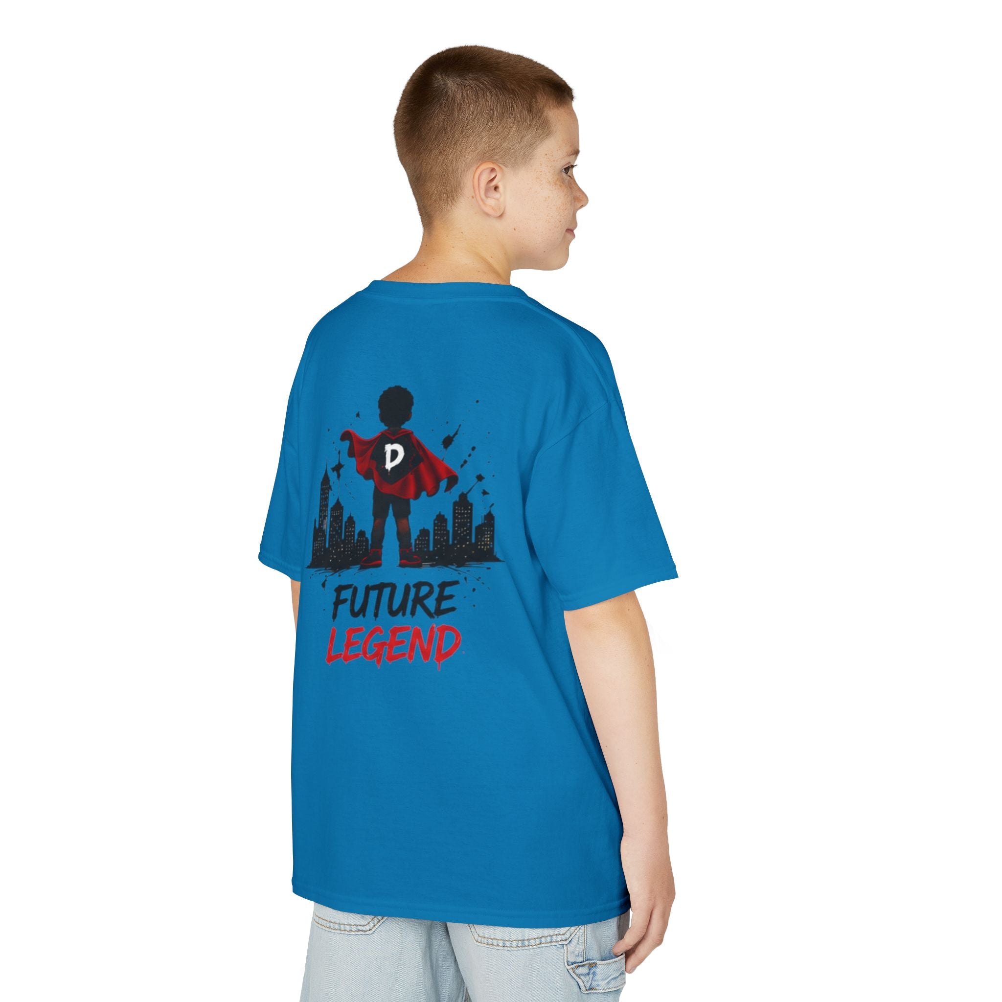 Kids Tee — "Strong Brave Loved" Front & "Future Legend" Superhero Back