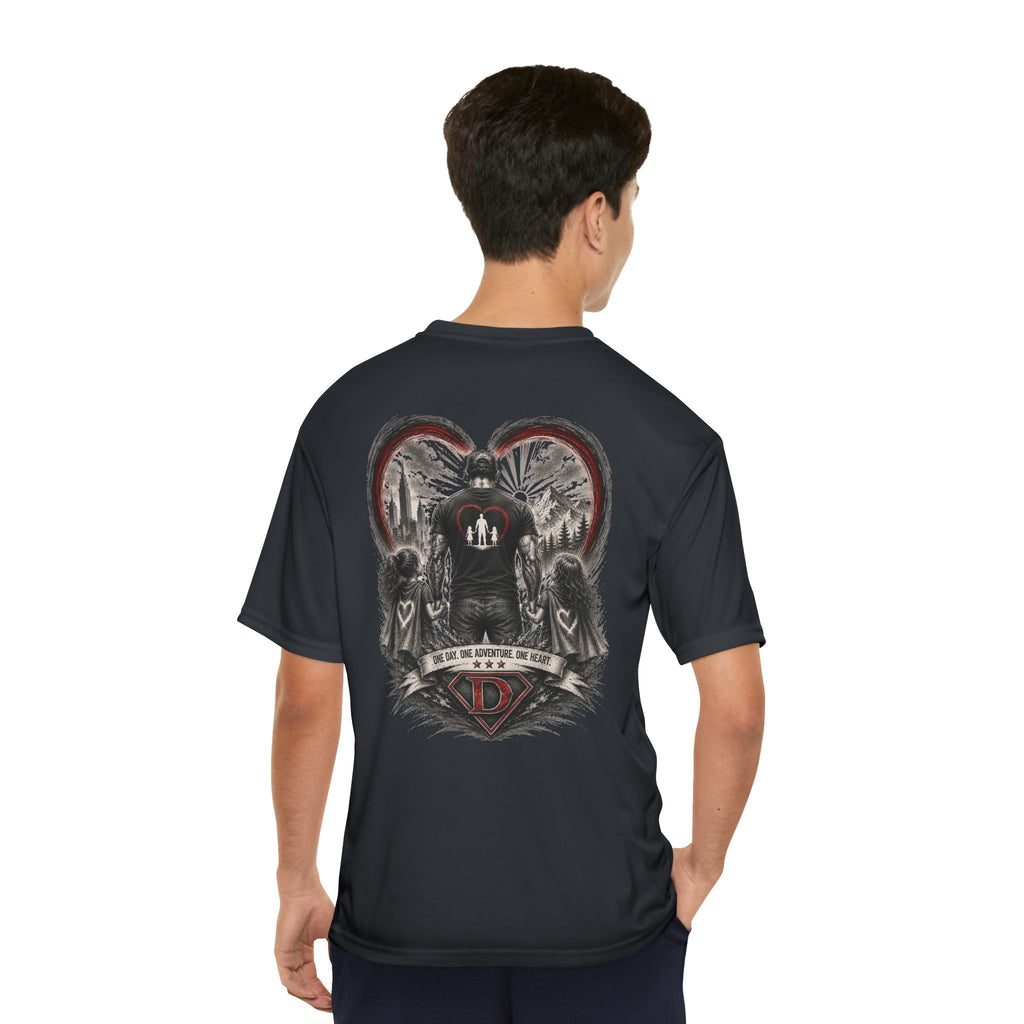 Men's T-Shirt — Daddy Defender Design | Father & Kids Heart Graphic Performance Tee