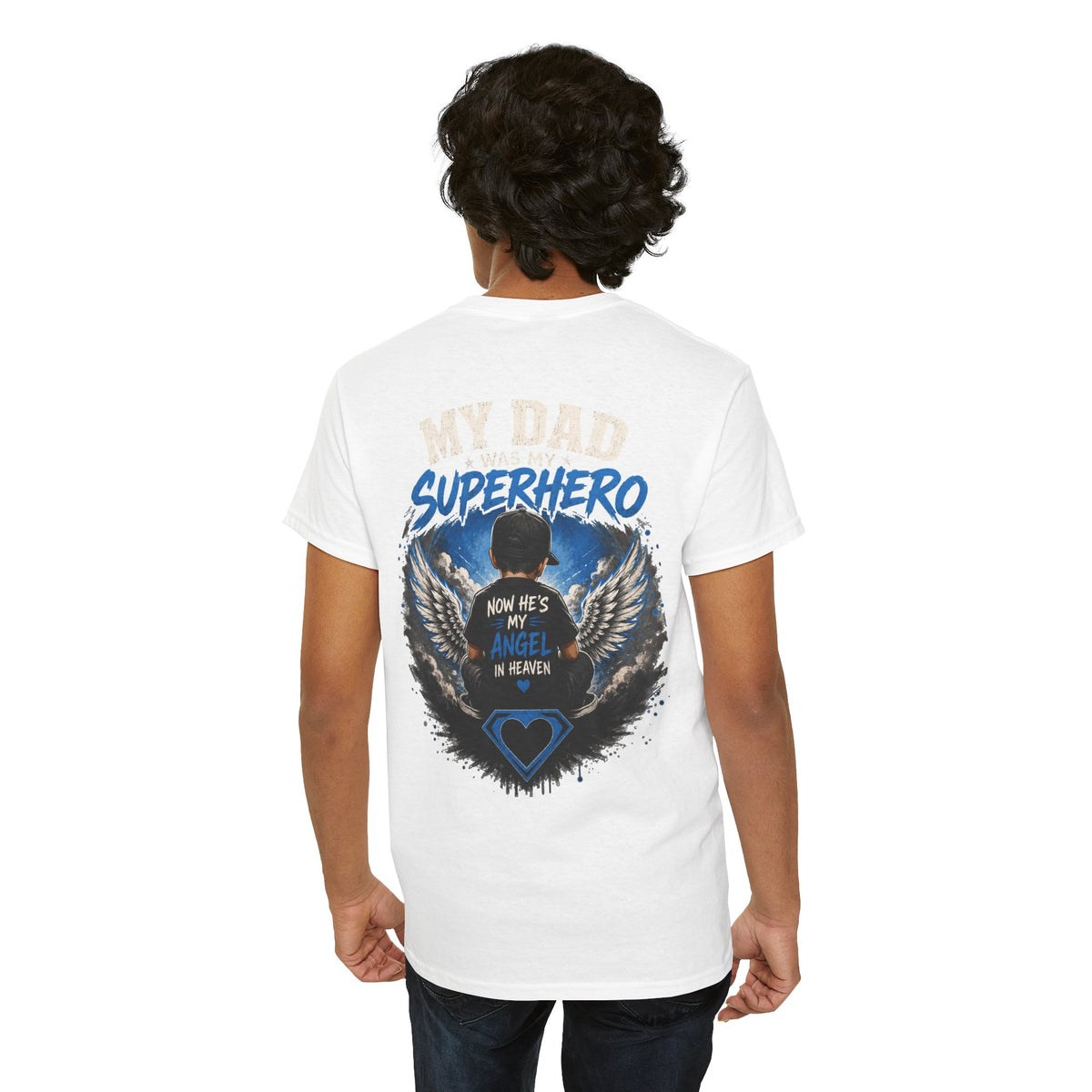 My Dad Superhero Tee — 'Now He’s My Angel in Heaven' Memorial T-Shirt
