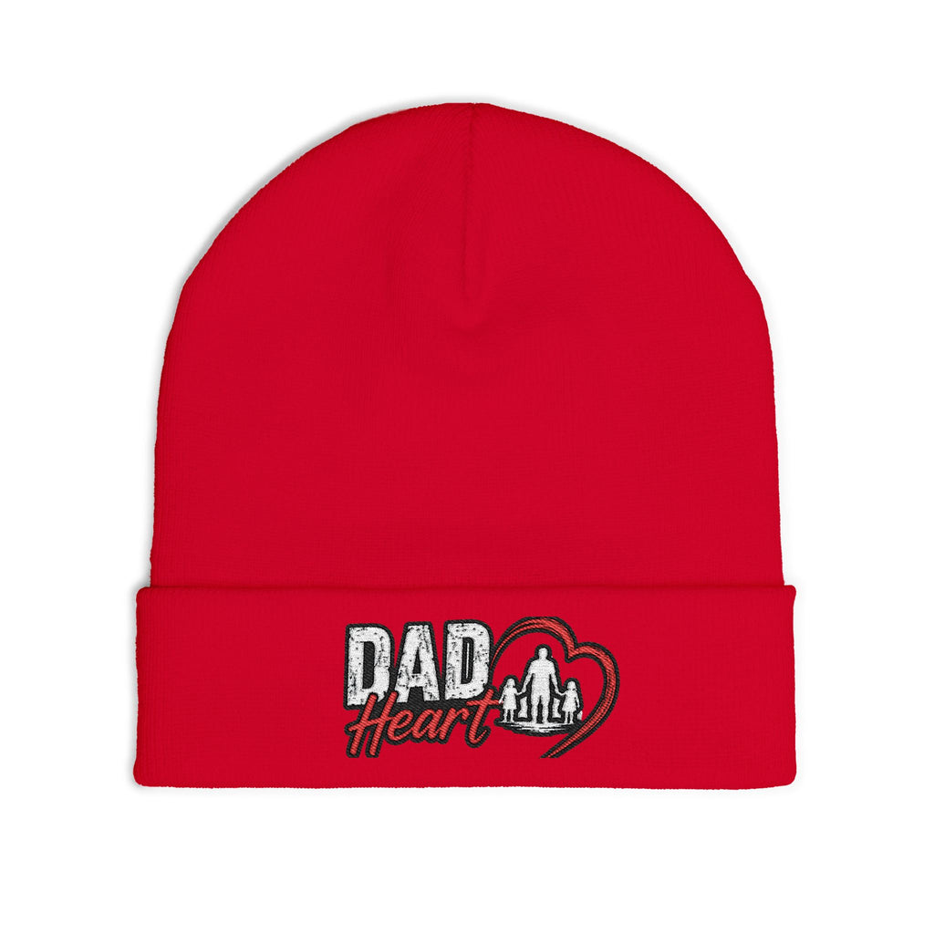 Dad Heart Embroidered Knit Beanie — Father’s Day Cozy Dad Hat