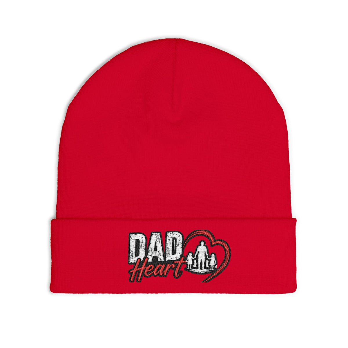 Dad Heart Embroidered Knit Beanie — Father’s Day Cozy Dad Hat