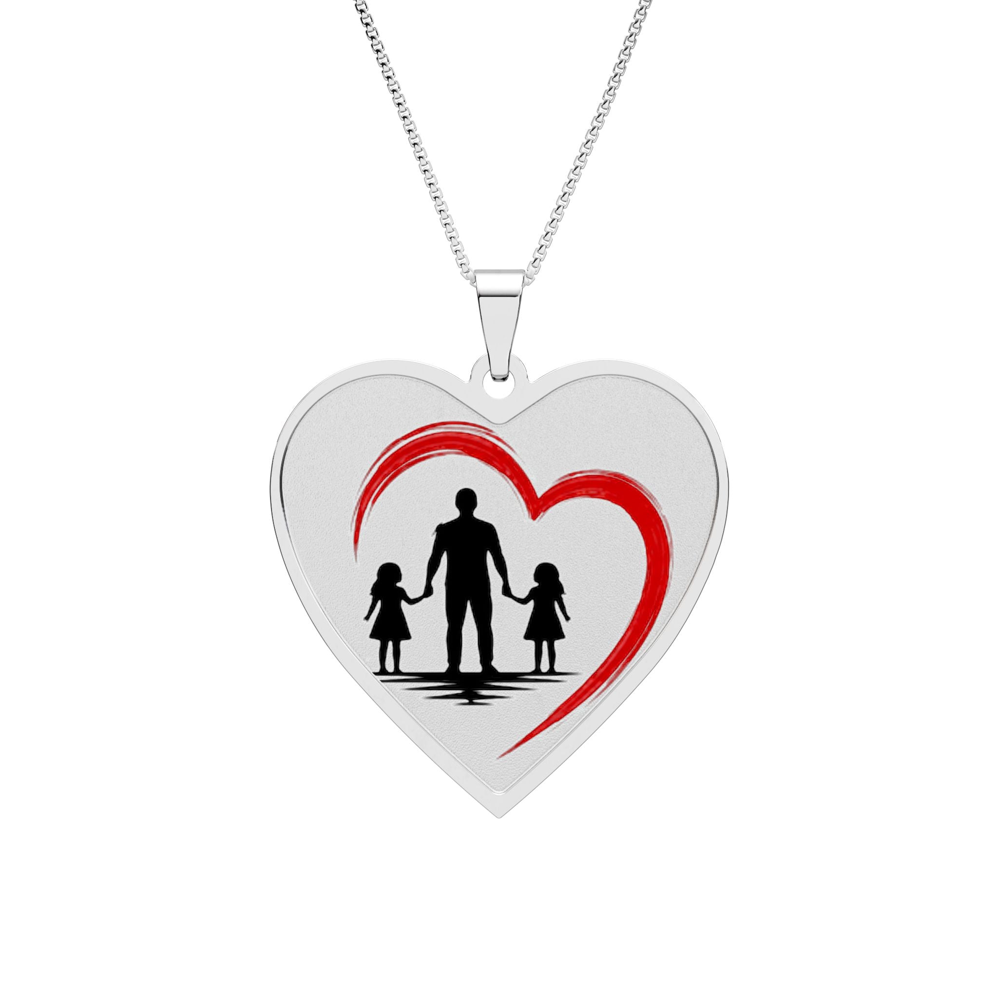 Heart Family Pendant – Heart Frame Necklace for Dad & Daughters
