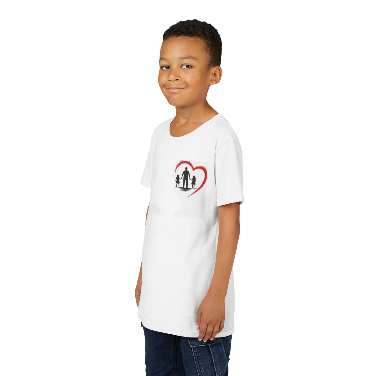 Youth Tee — “Dad Heart” Father & Kids Heart Graphic Shirt