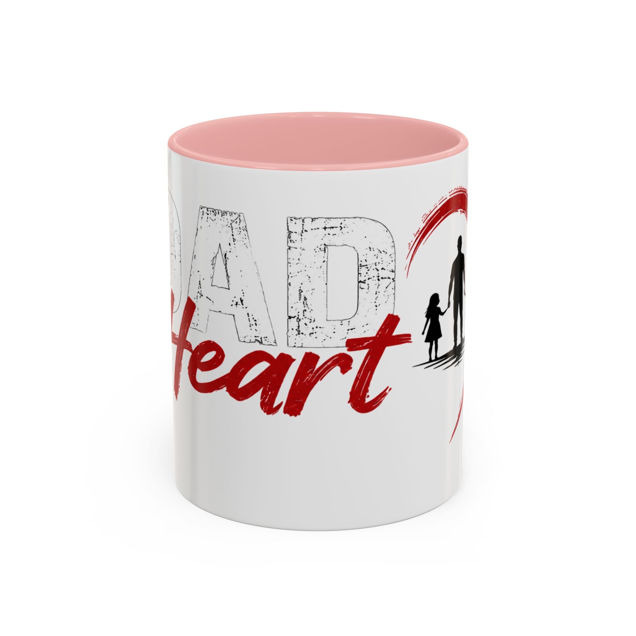 Dad Heart Coffee Mug — Father & Kids Silhouette Accent Mug (11/15 oz)